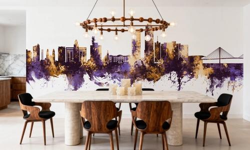 Omaha Nebraska Skyline Purple & Gold