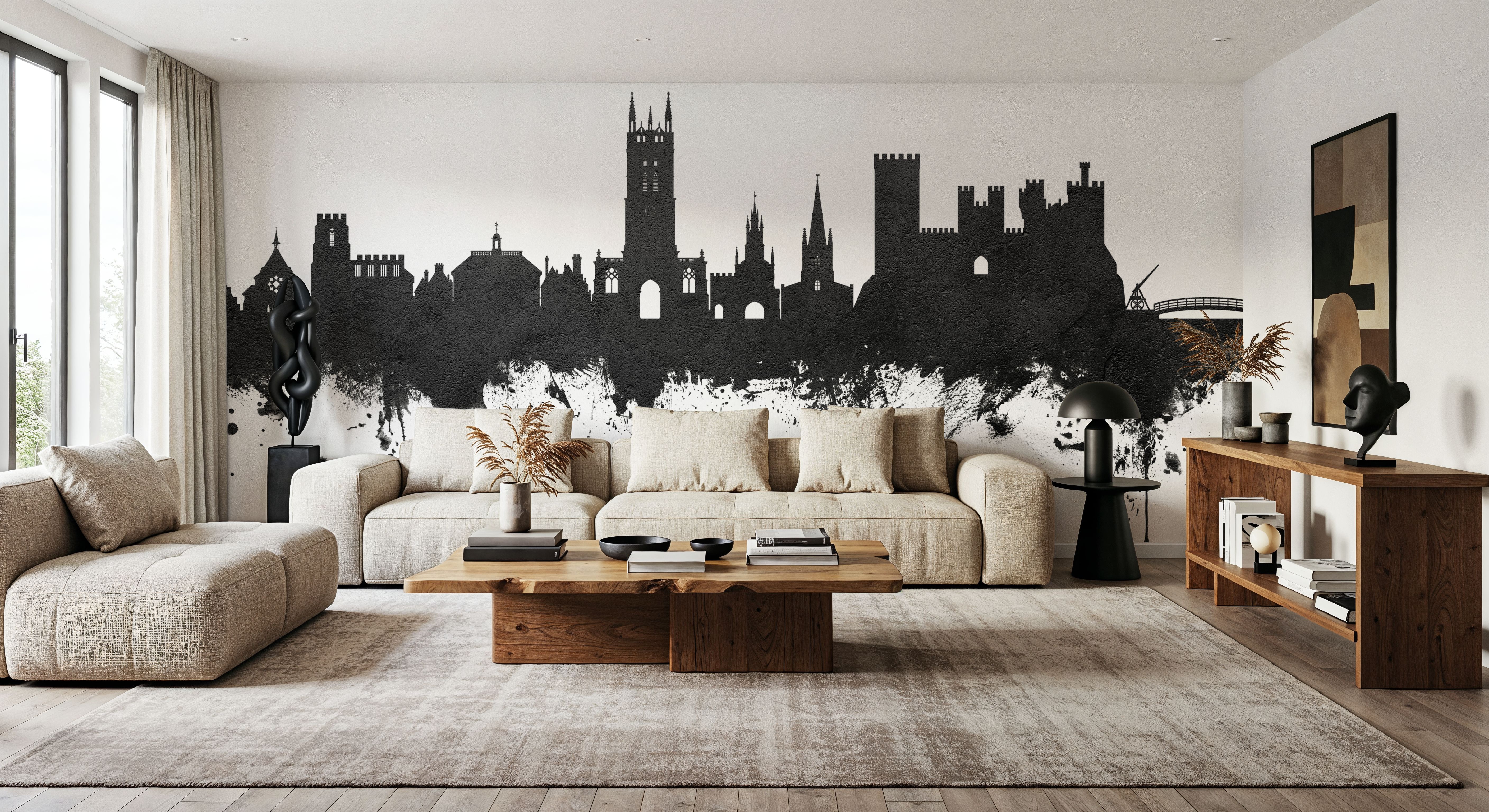 Warwick England Skyline Black & White, Papier peint