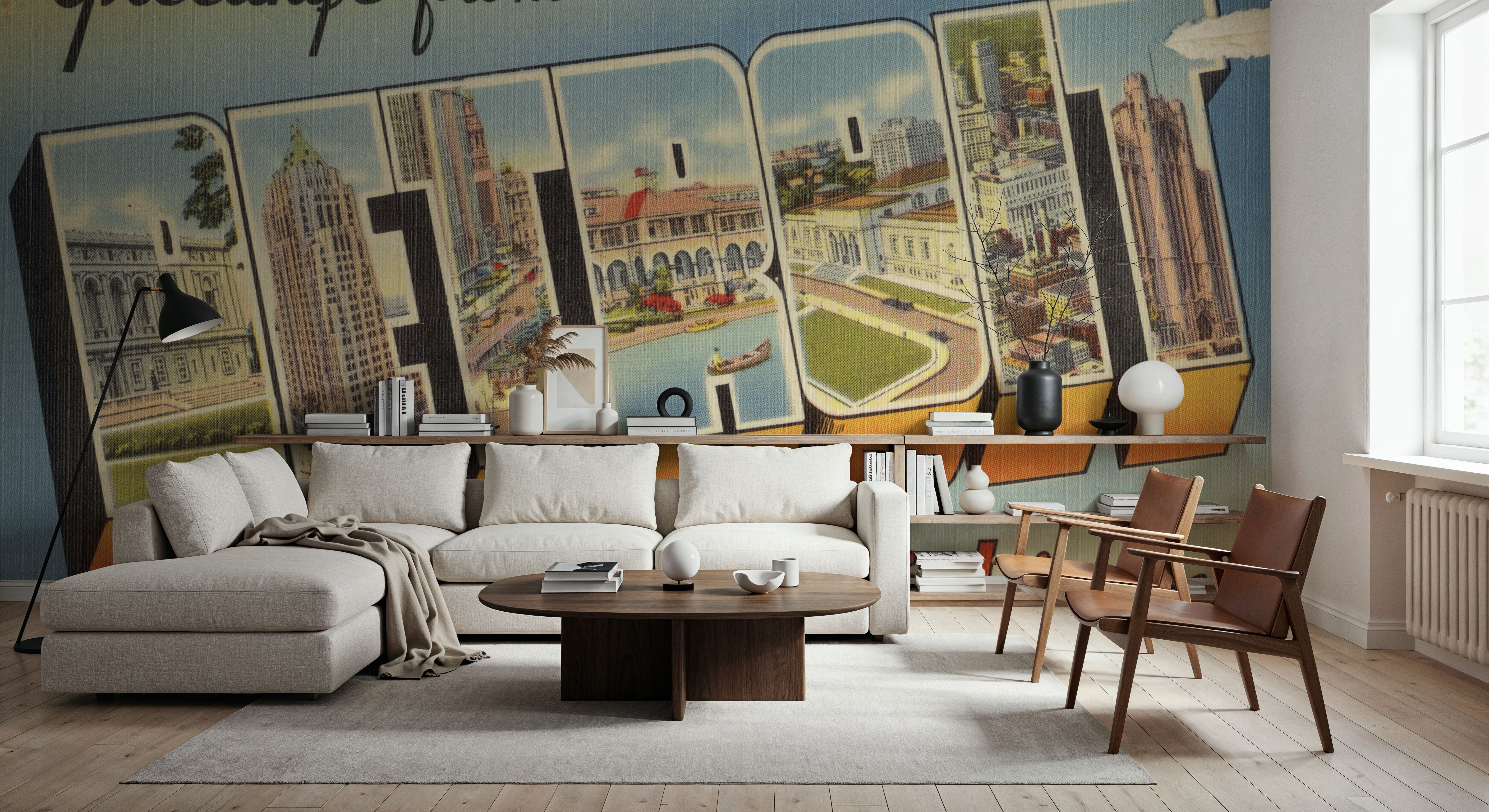 Greetings from Detroit - Screenprint Postcard, Wallpaper