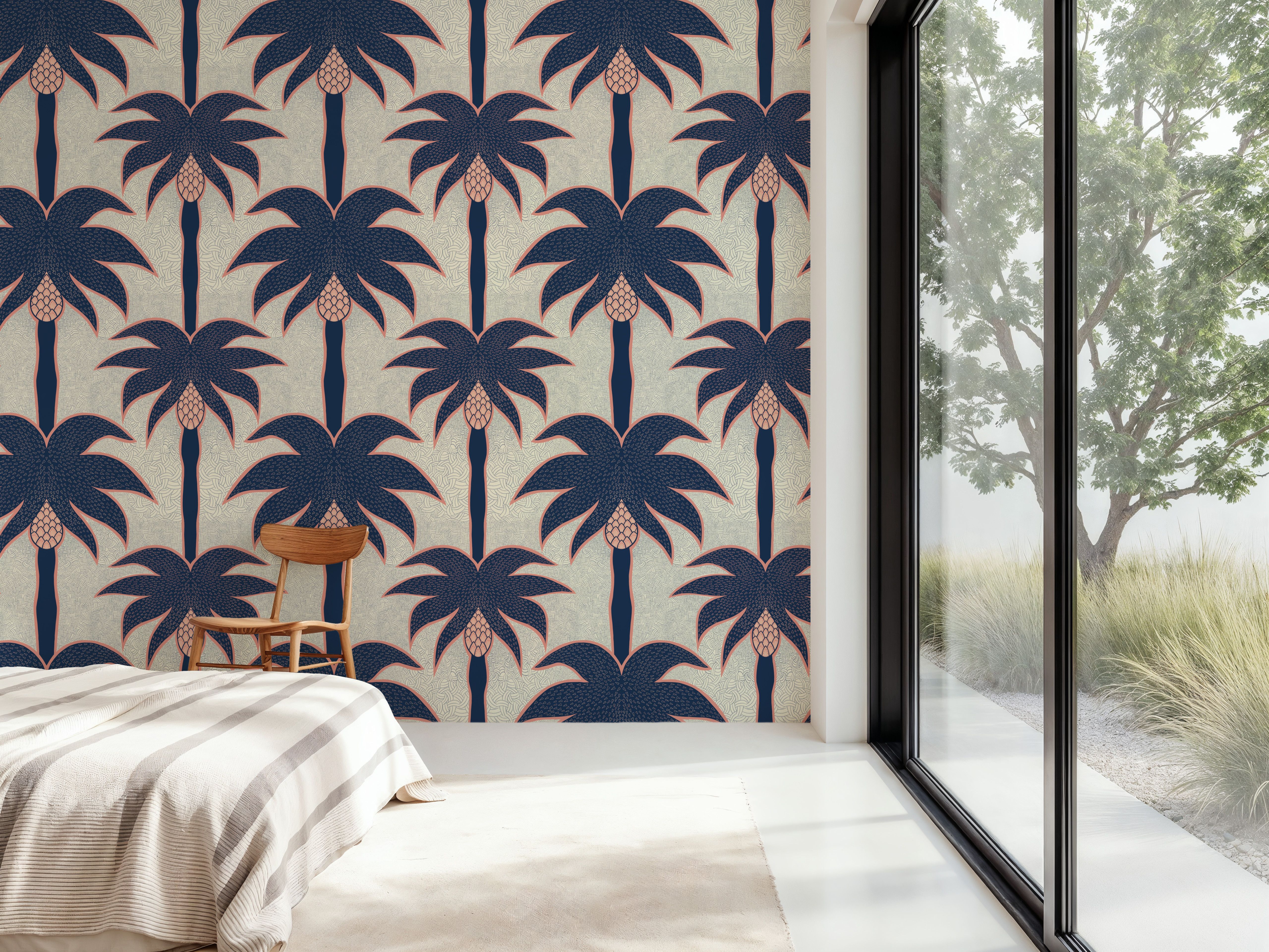 Graphic Palms, Navy