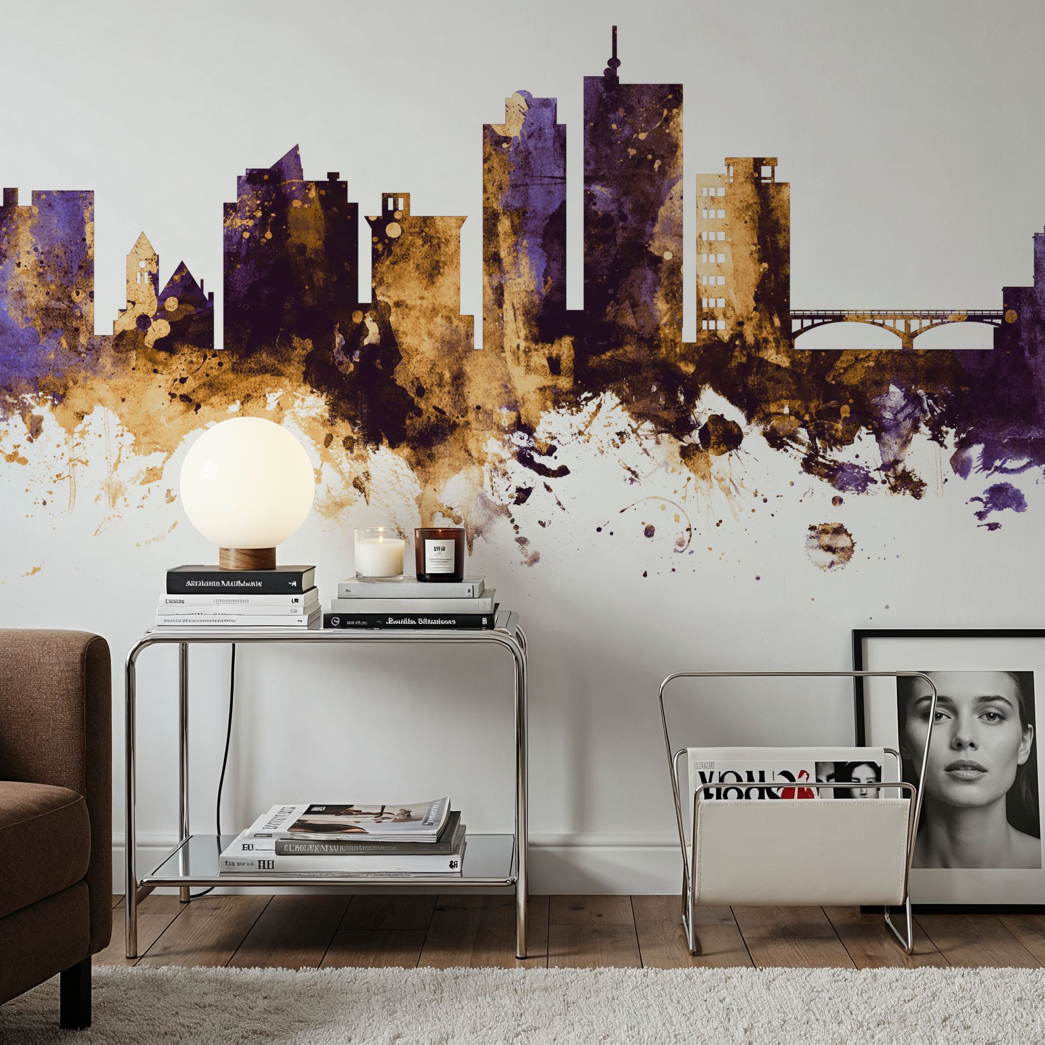 Cedar Rapids Iowa Skyline Purple & Gold