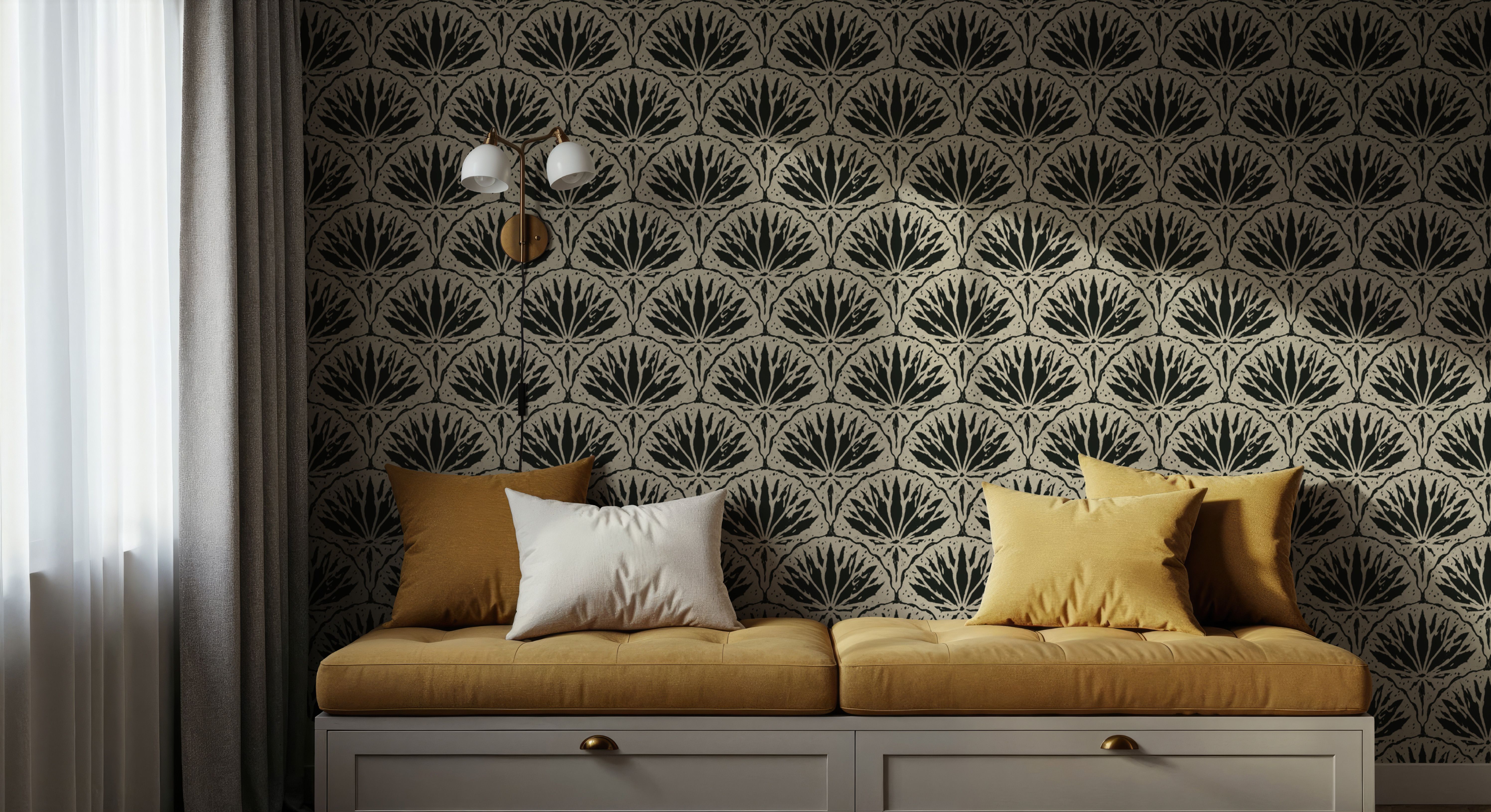 Abstract Water Lily, Black