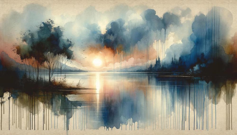 Watercolor Abstract Lake