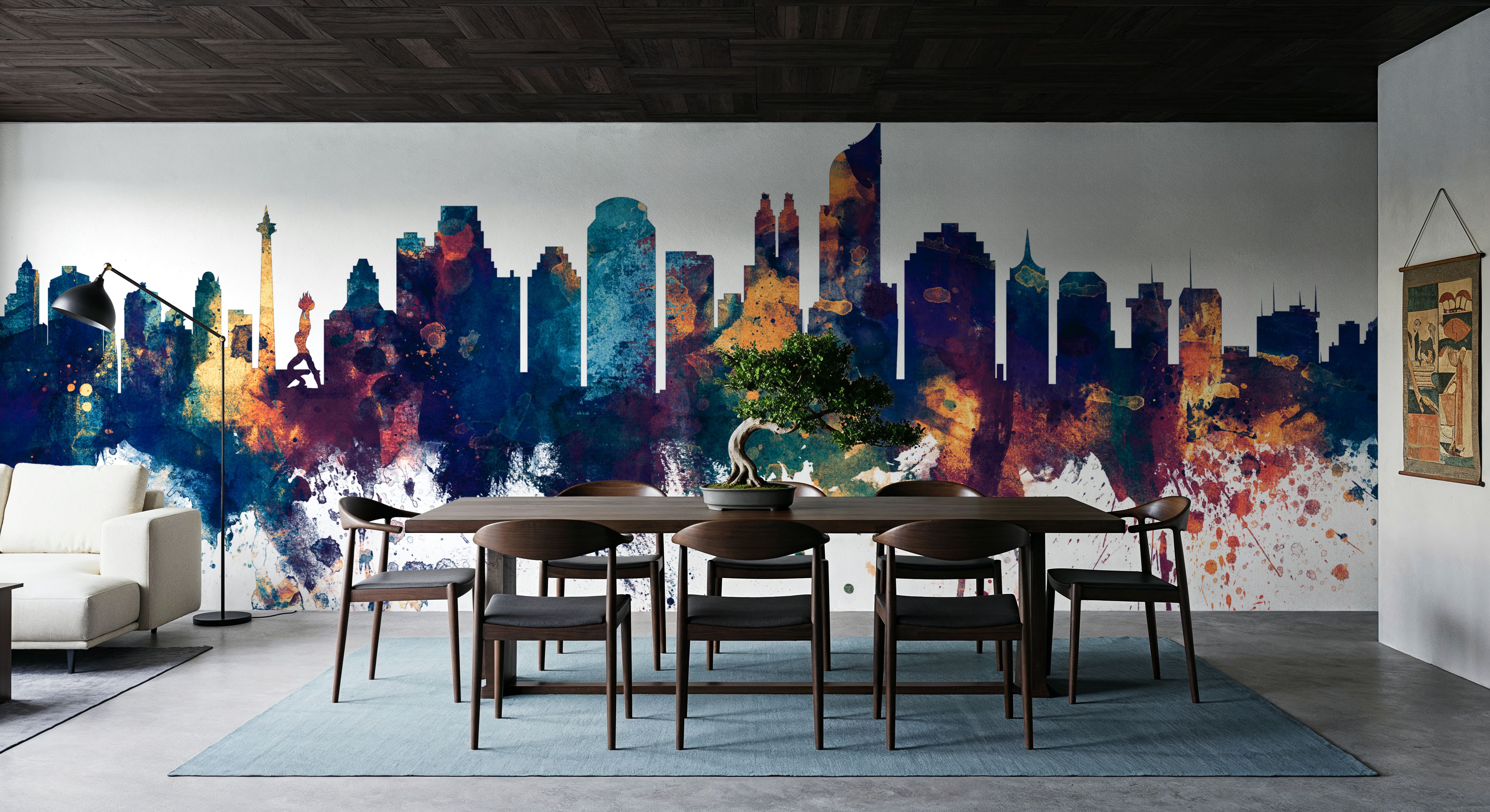 Jakarta Skyline Indonesia Blue & Bronze