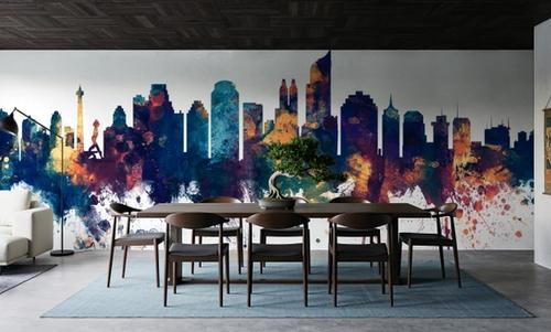 Jakarta Skyline Indonesia Blue & Bronze