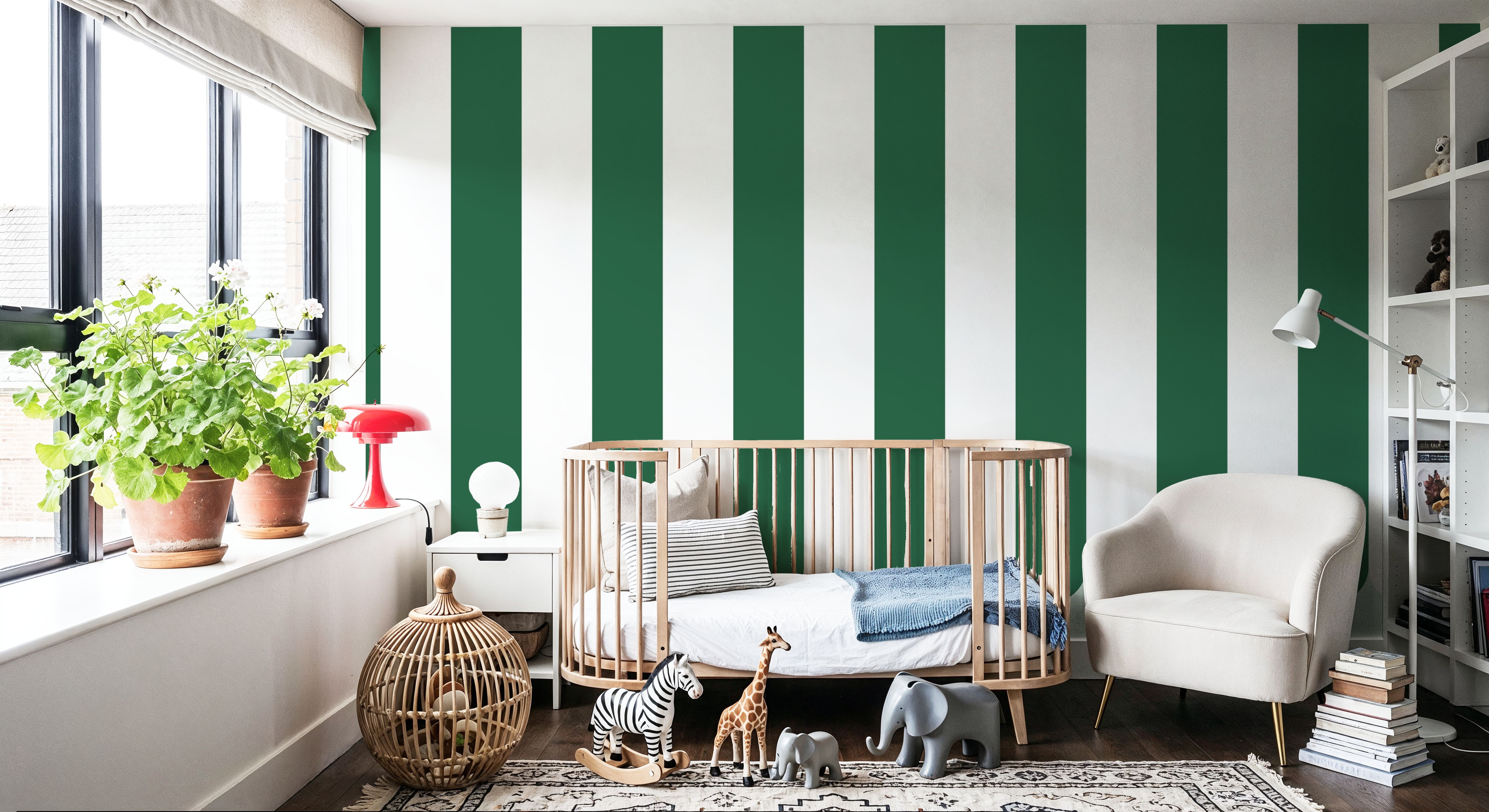 Scalloped Circus Stripes, Salamander Green