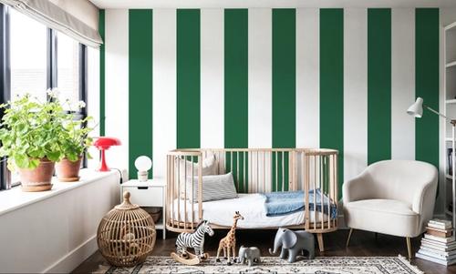 Scalloped Circus Stripes, Salamander Green