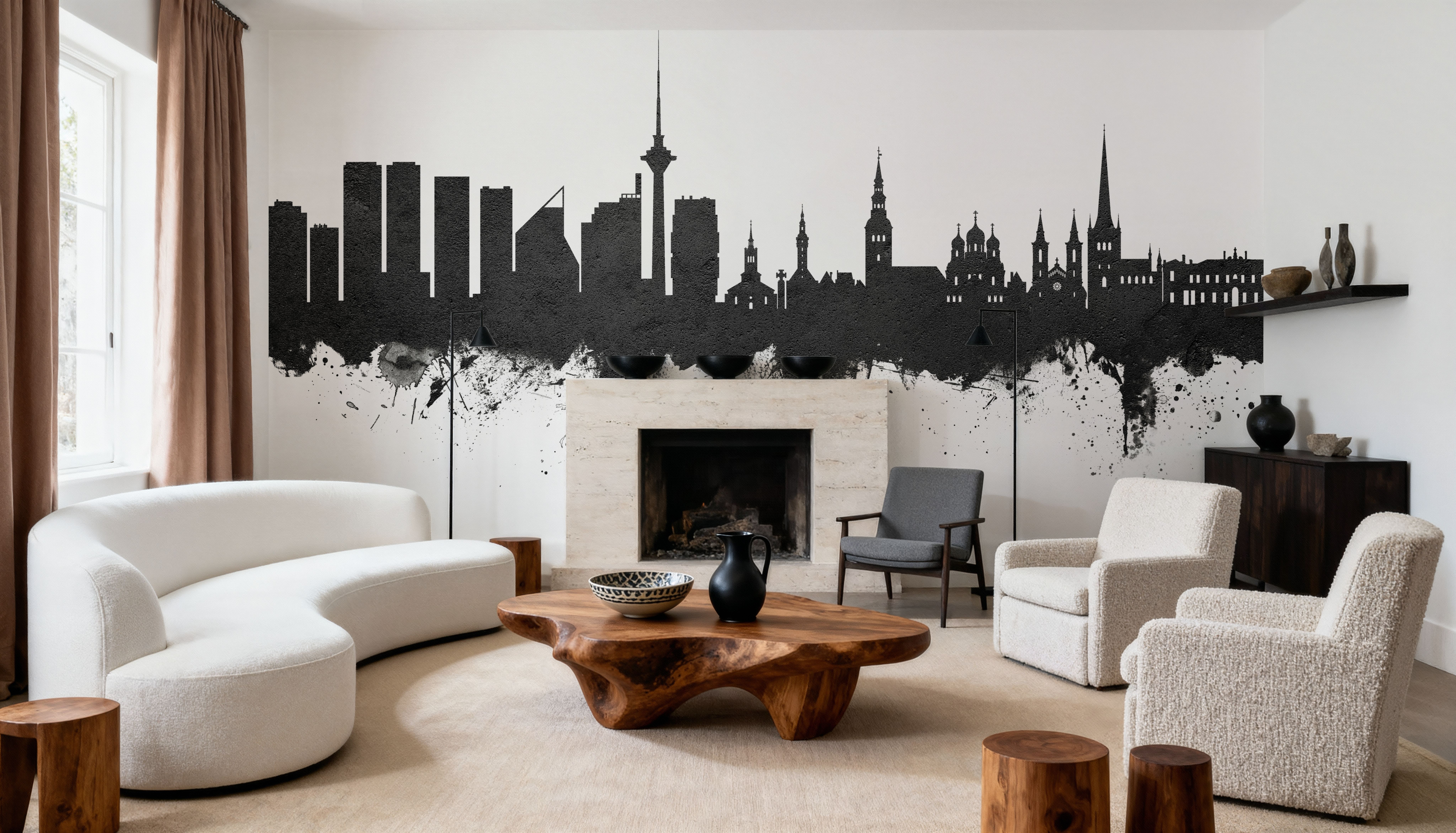 Tallinn Estonia Skyline Black & White