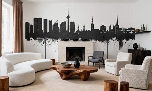 Tallinn Estonia Skyline Black & White