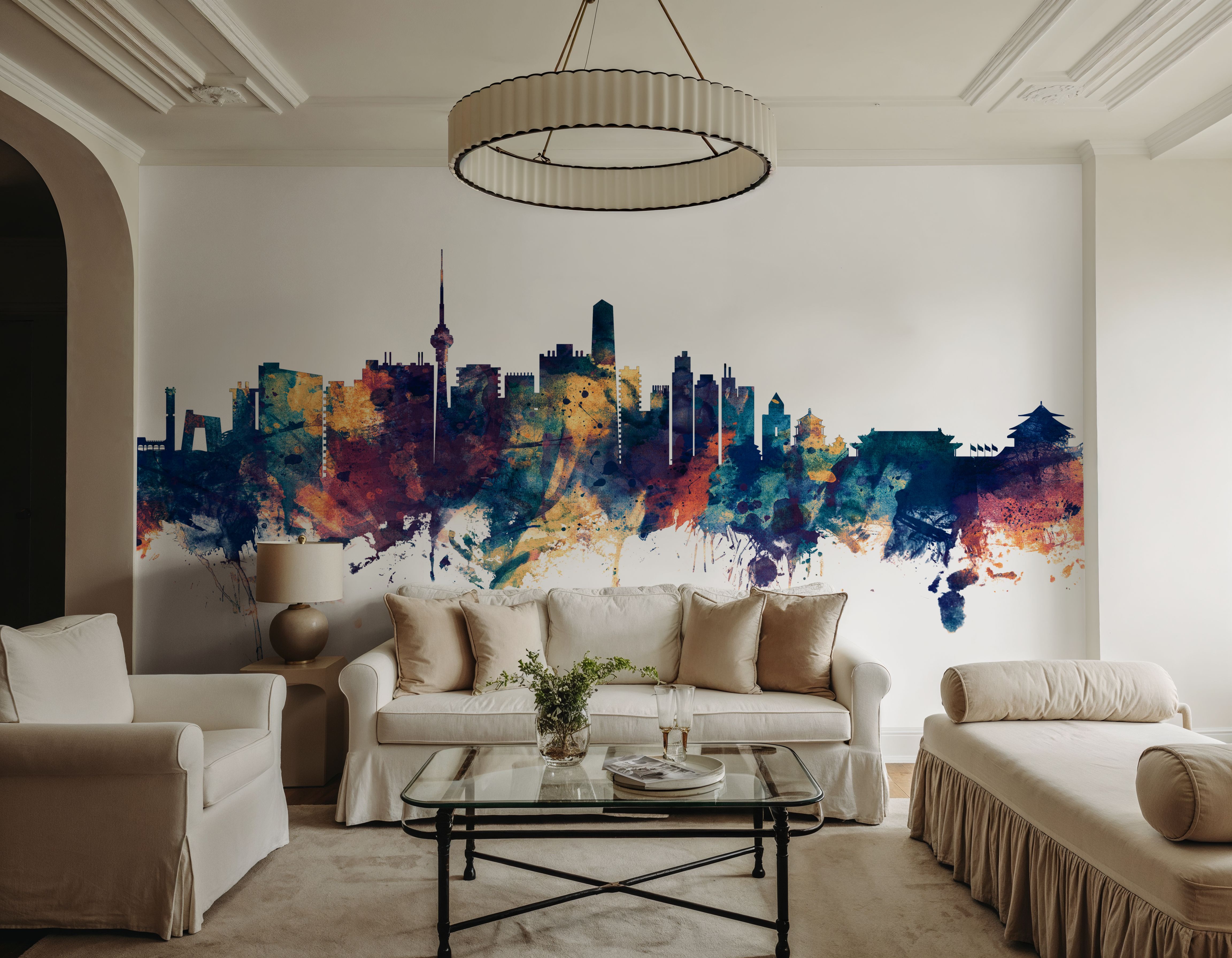 Beijing Skyline Blue & Bronze, Papel pintado