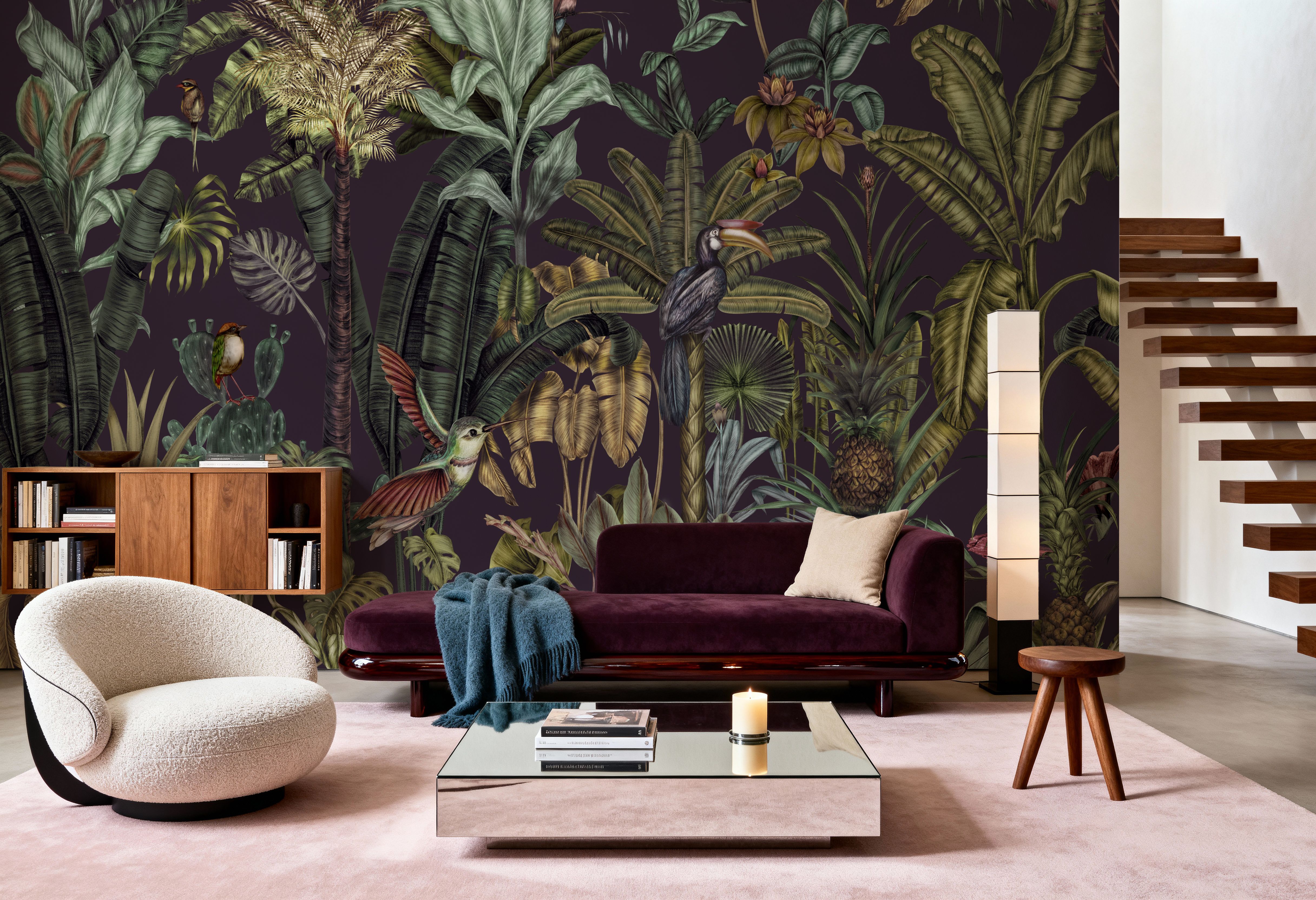 Tropical Wonderland, Plum, Carte da parati