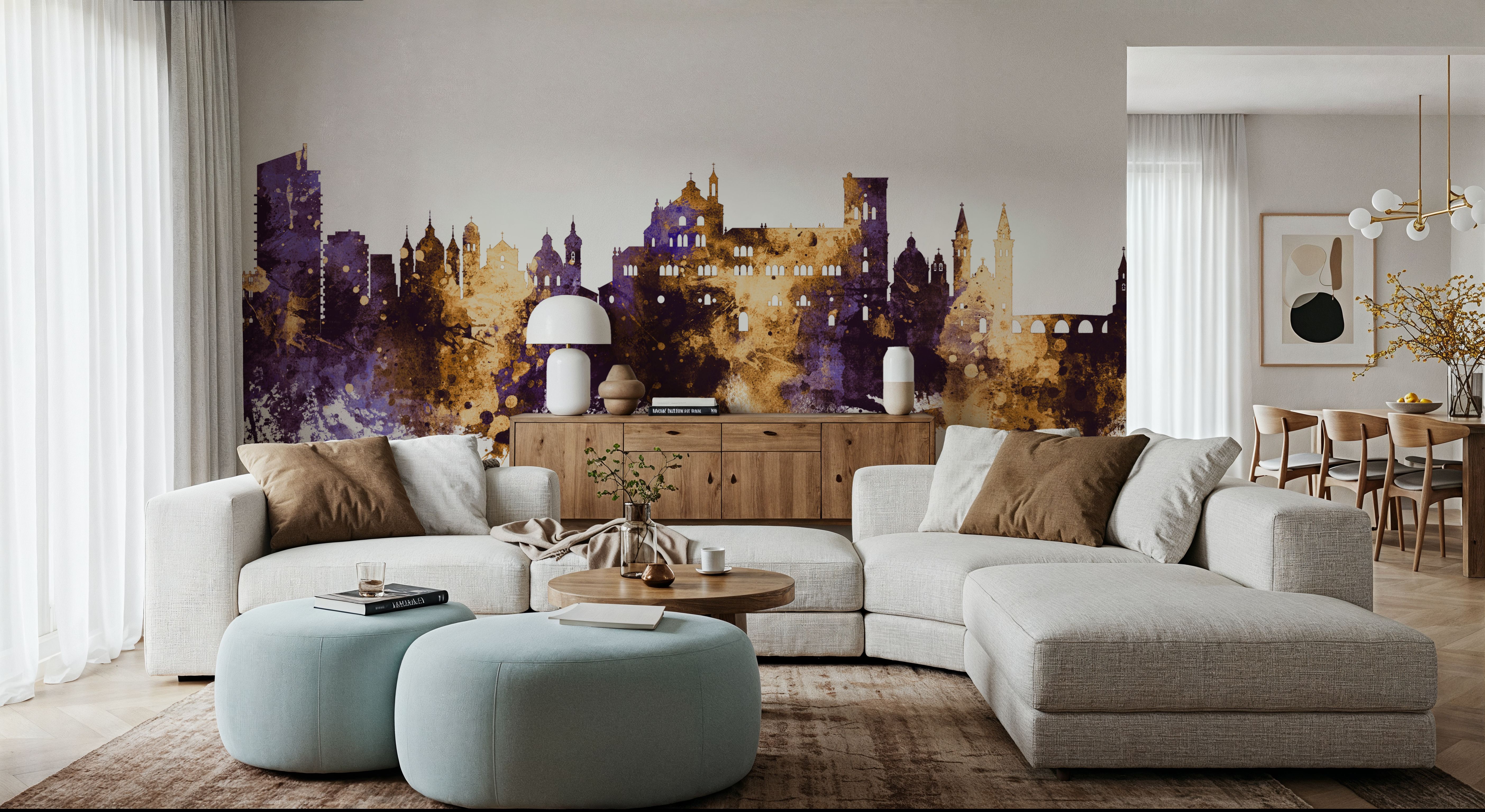 Granada Spain Skyline Purple & Gold