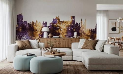 Granada Spain Skyline Purple & Gold