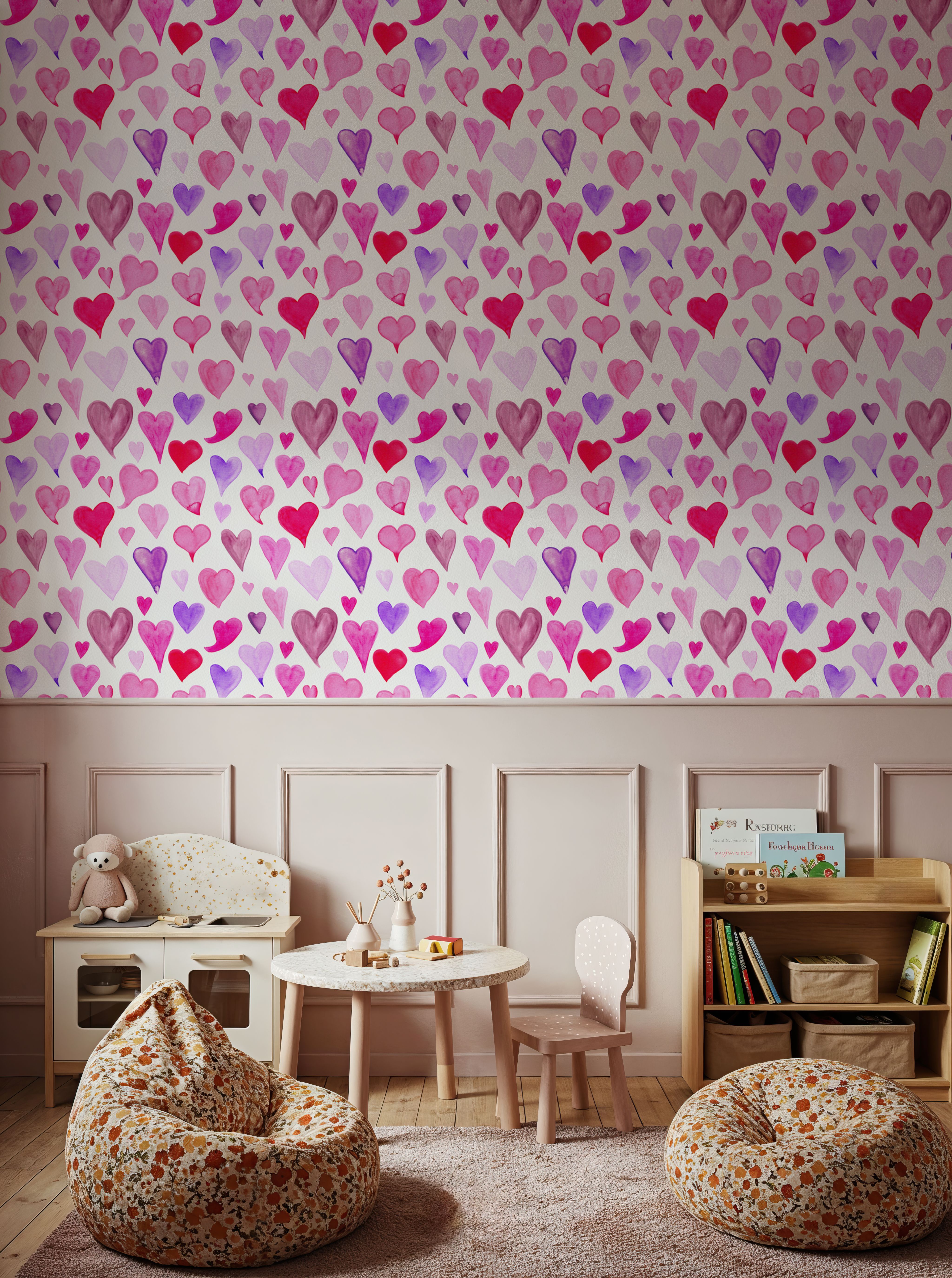 Pink & Purple Painted Hearts