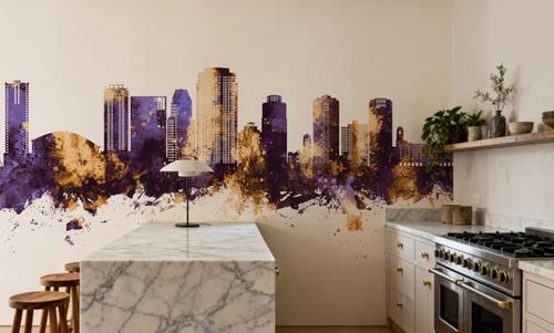 St Petersburg Florida Skyline Purple & Gold