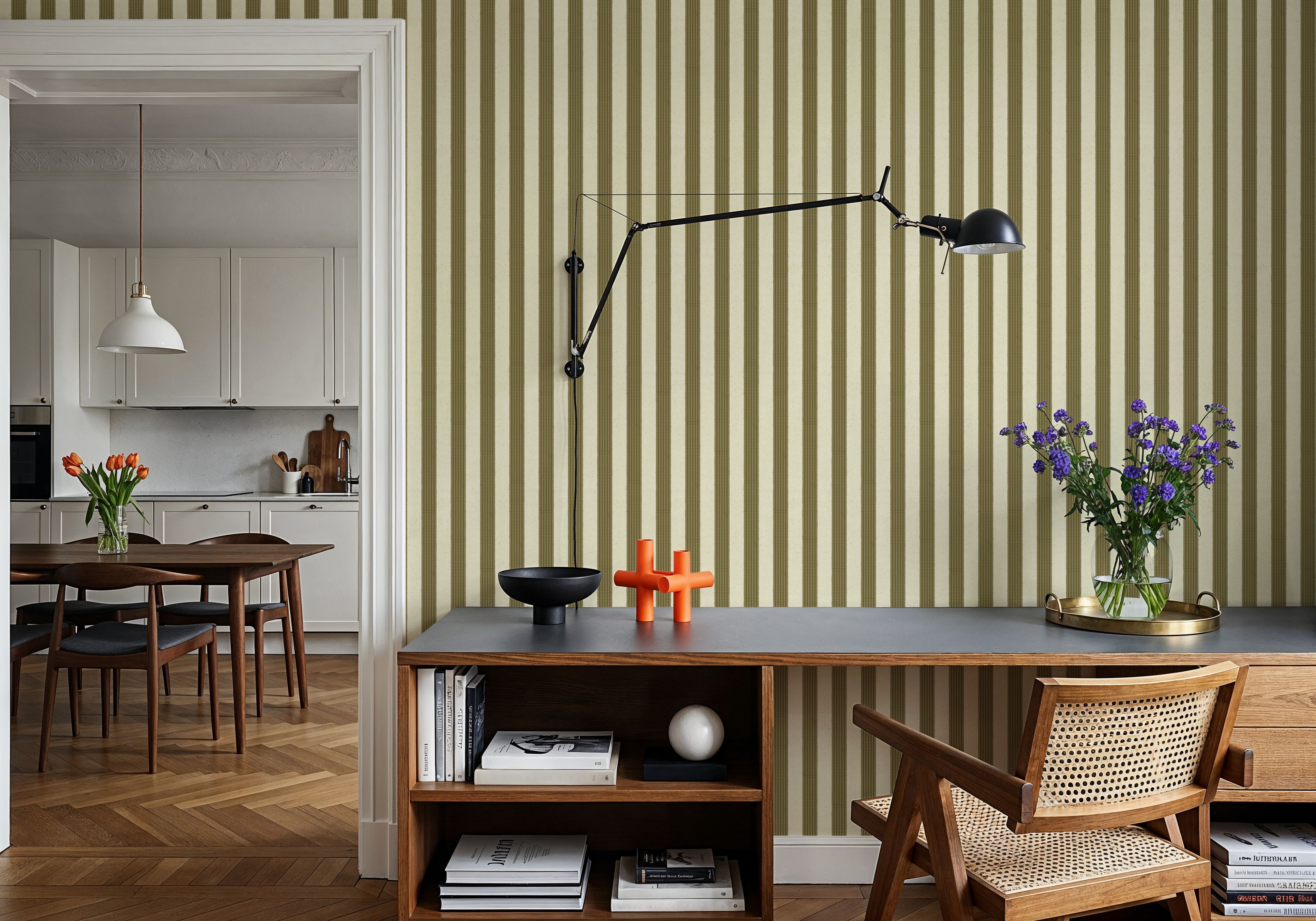 Ticking Awning Stripes, Khaki