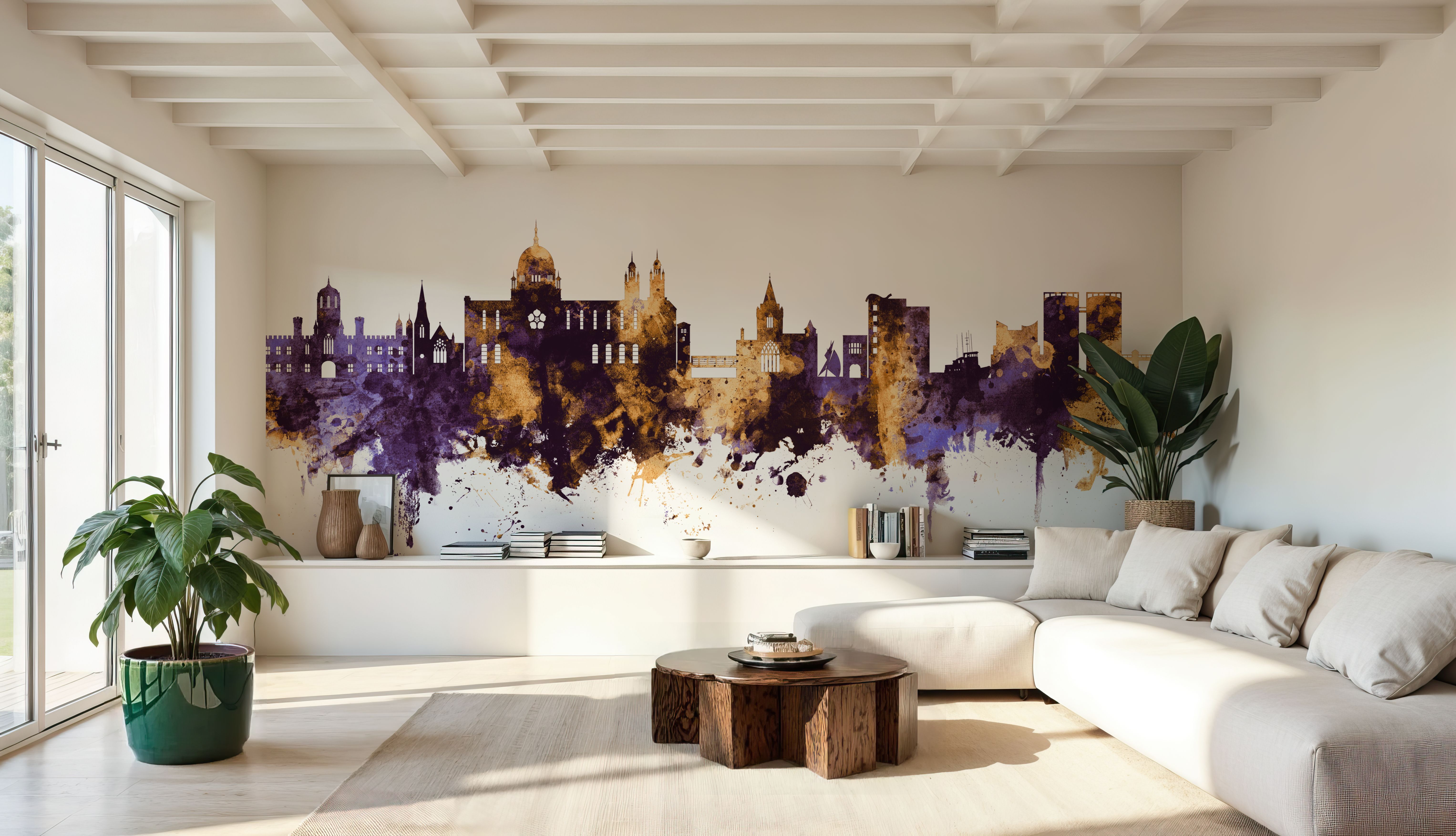 Galway Ireland Skyline Purple & Gold