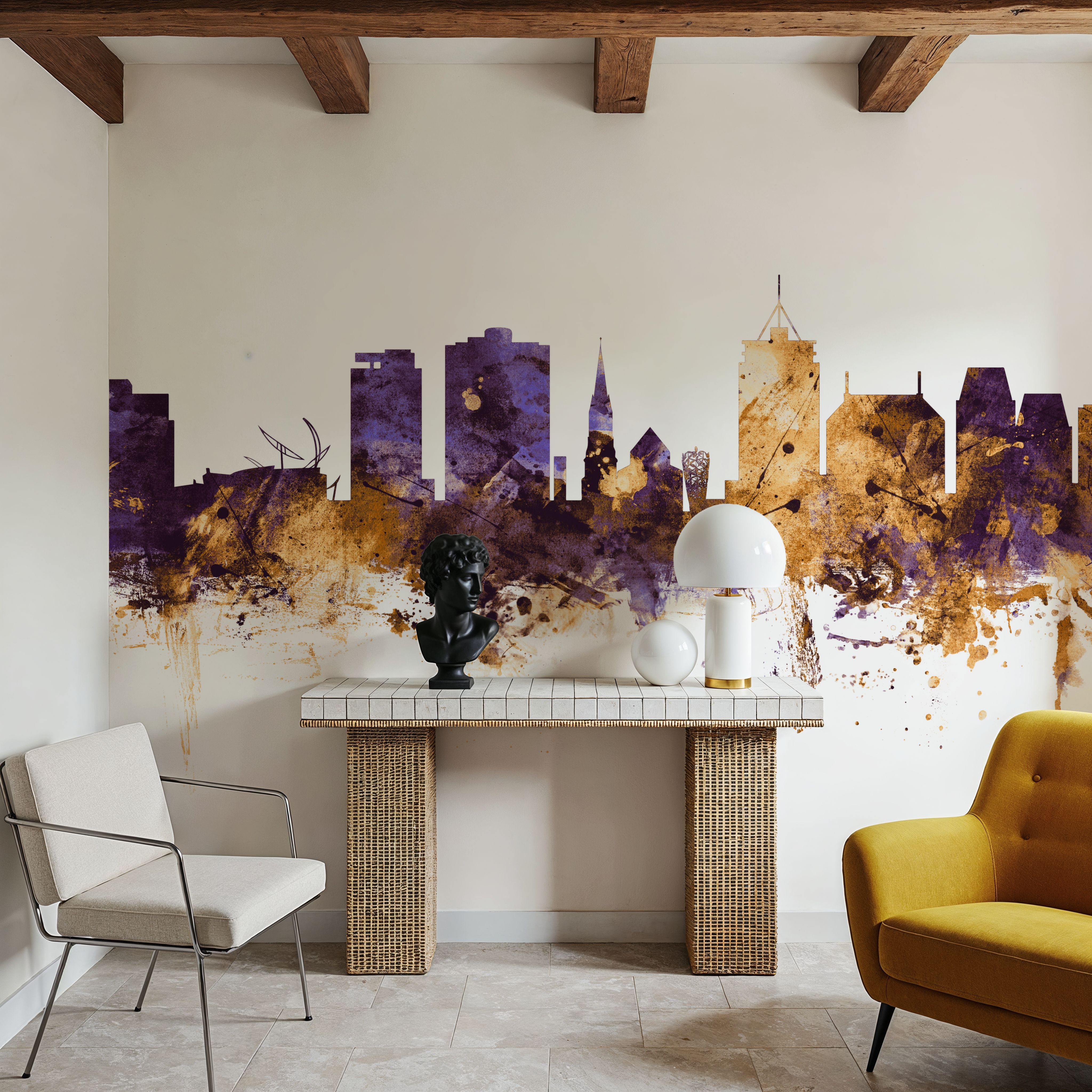 Christchurch New Zealand Skyline Purple & Gold