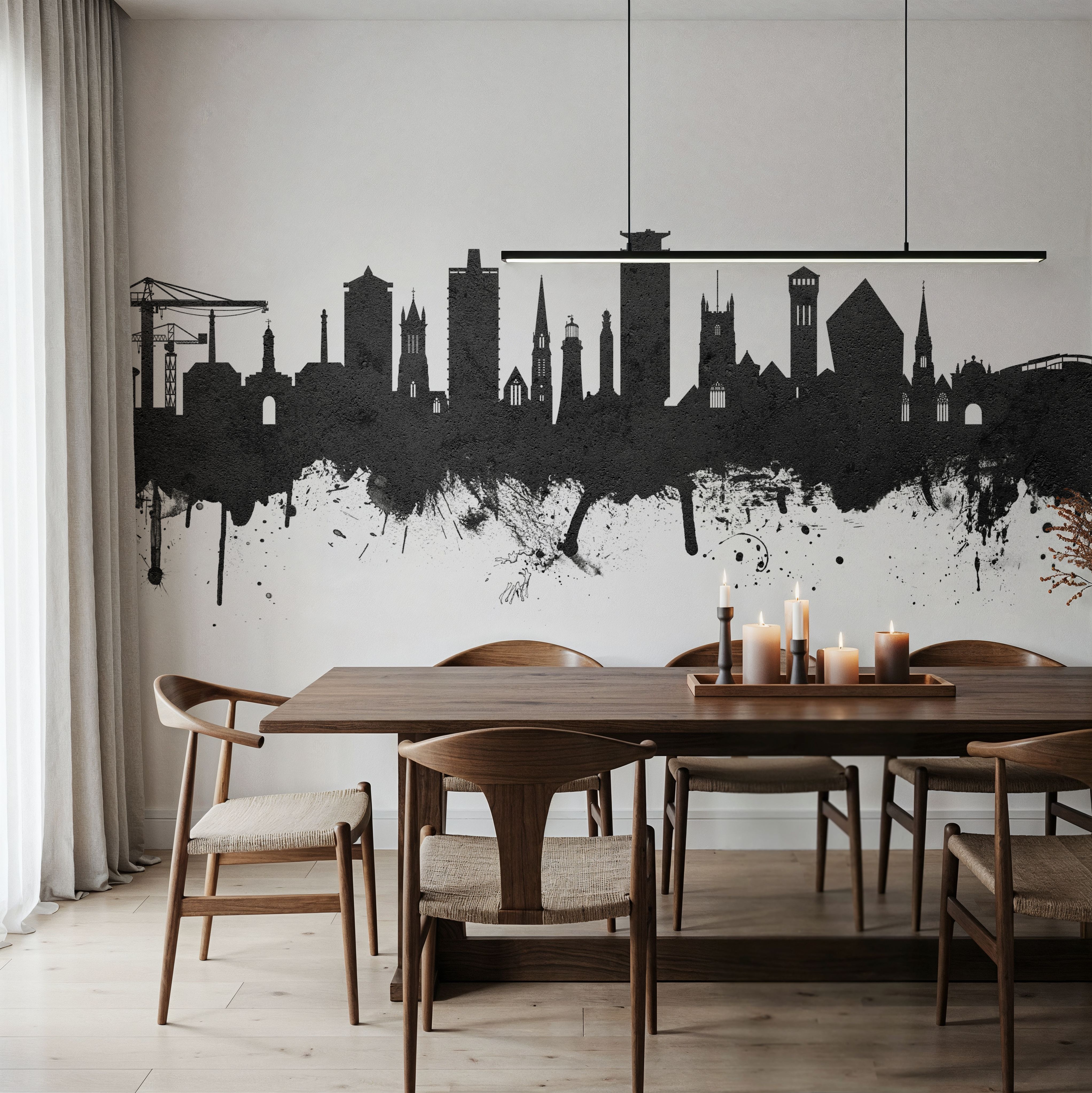 Plymouth England Skyline Black & White