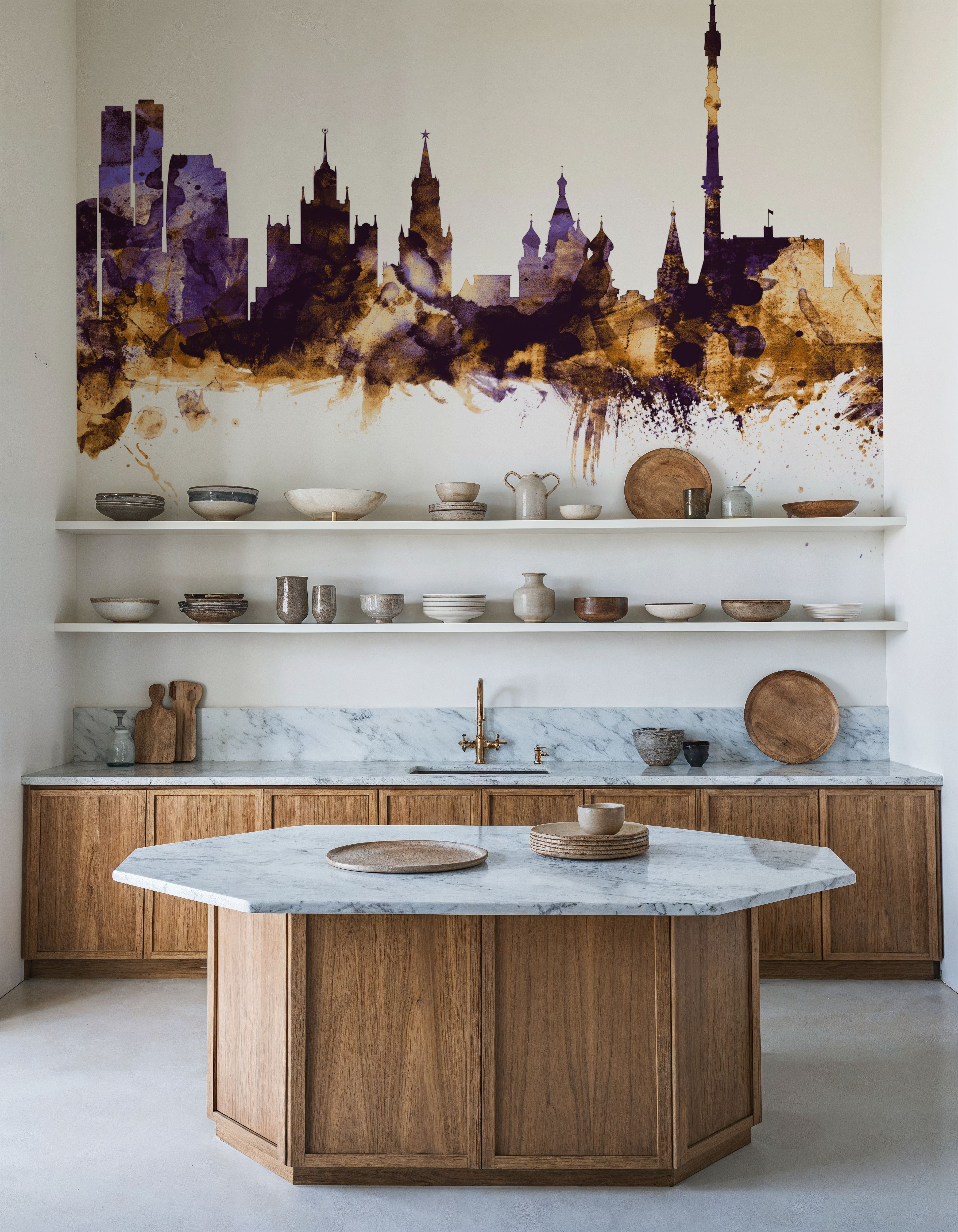 Moscow Russia Skyline Purple & Gold