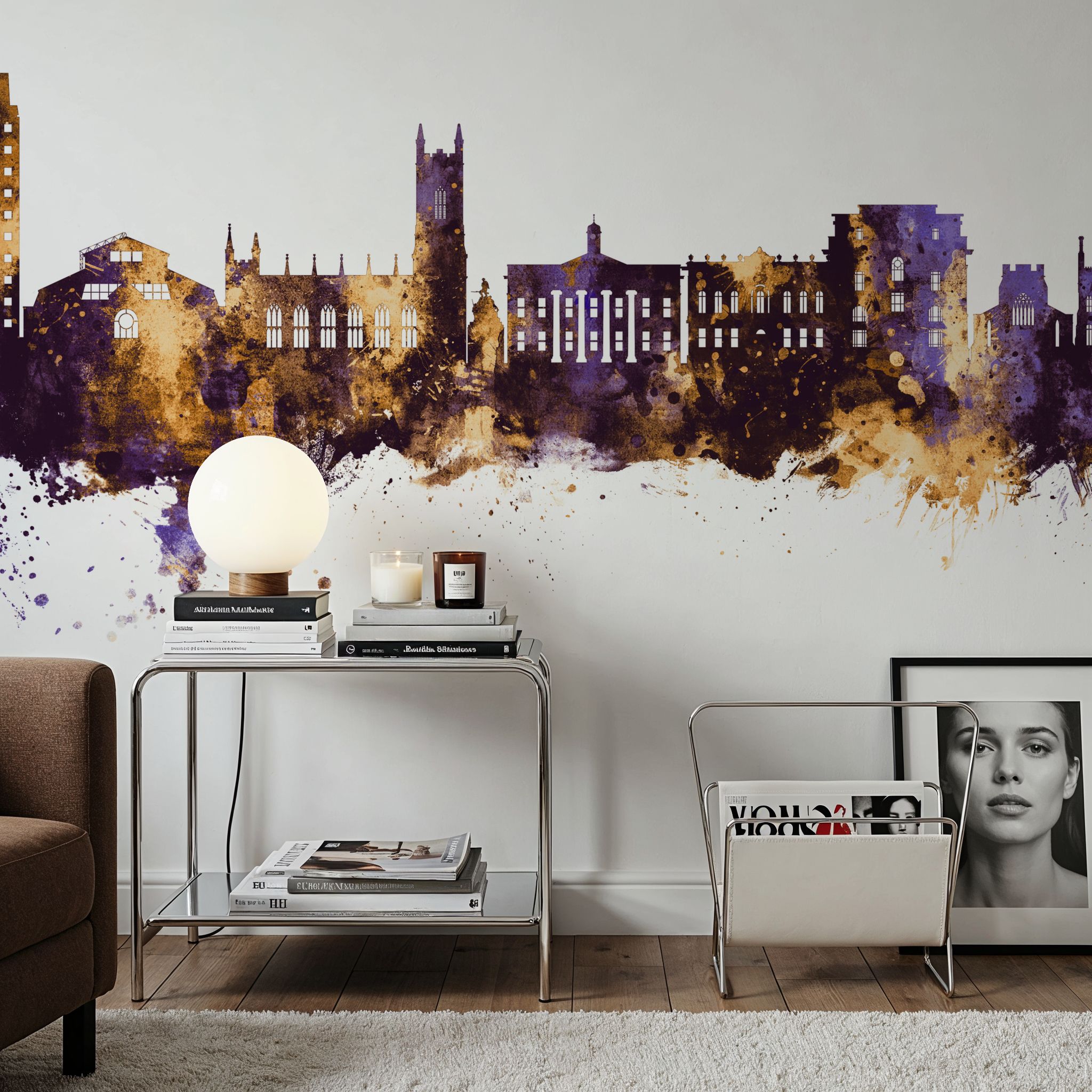 Oldham England Skyline Purple & Gold