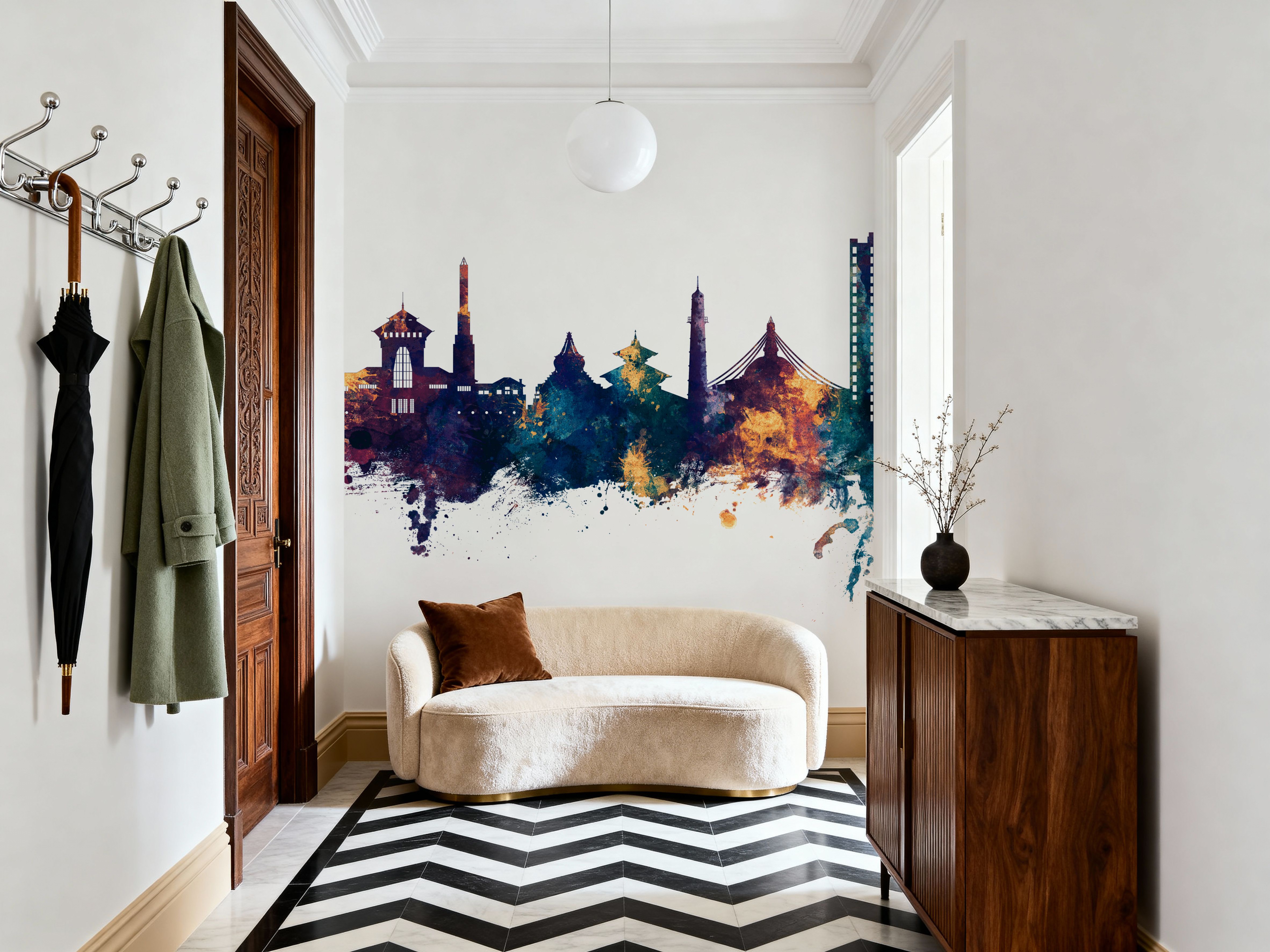 Kathmandu Nepal Skyline Blue & Bronze