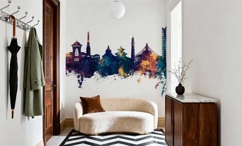 Kathmandu Nepal Skyline Blue & Bronze