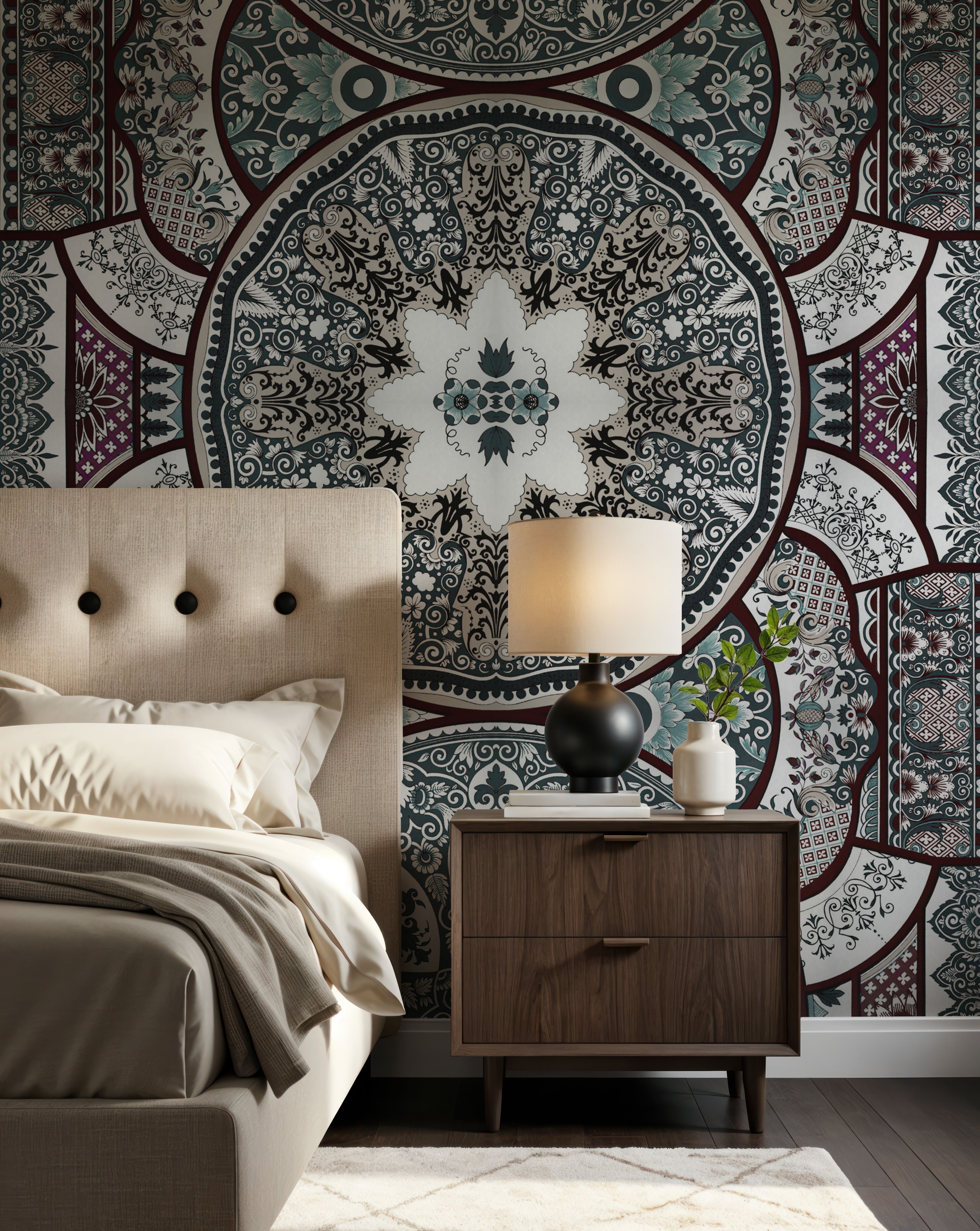 Eastern Tales, Teal & Beige