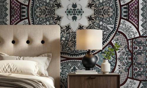 Eastern Tales, Teal & Beige