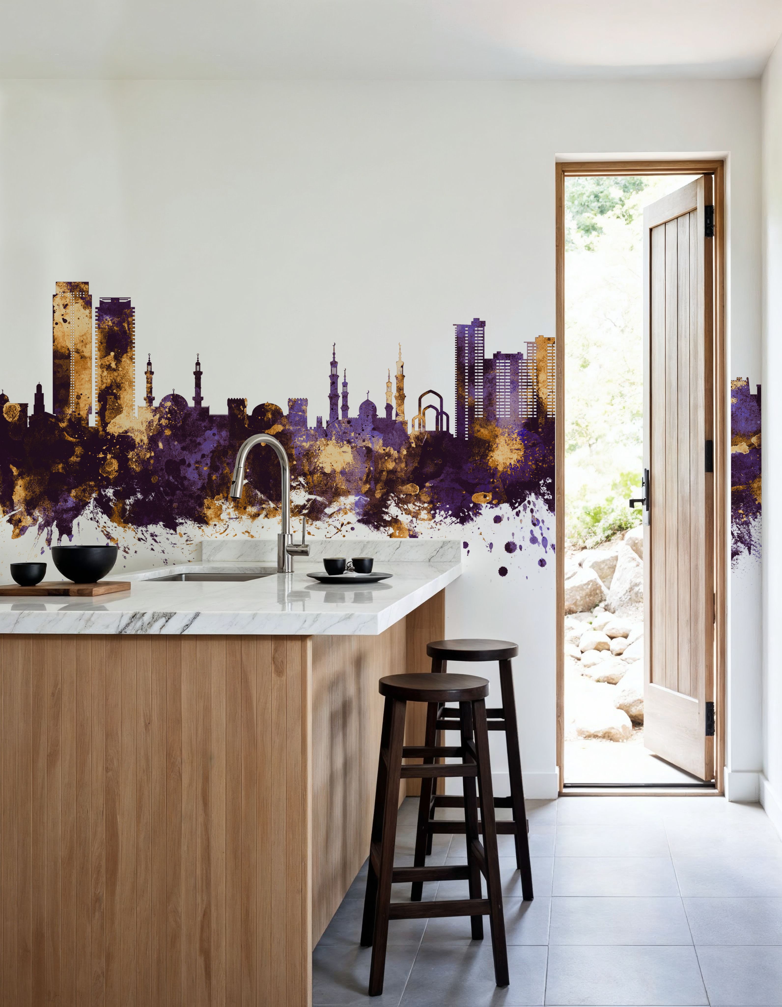 Ajman Skyline Purple & Gold