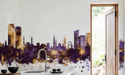 Ajman Skyline Purple & Gold