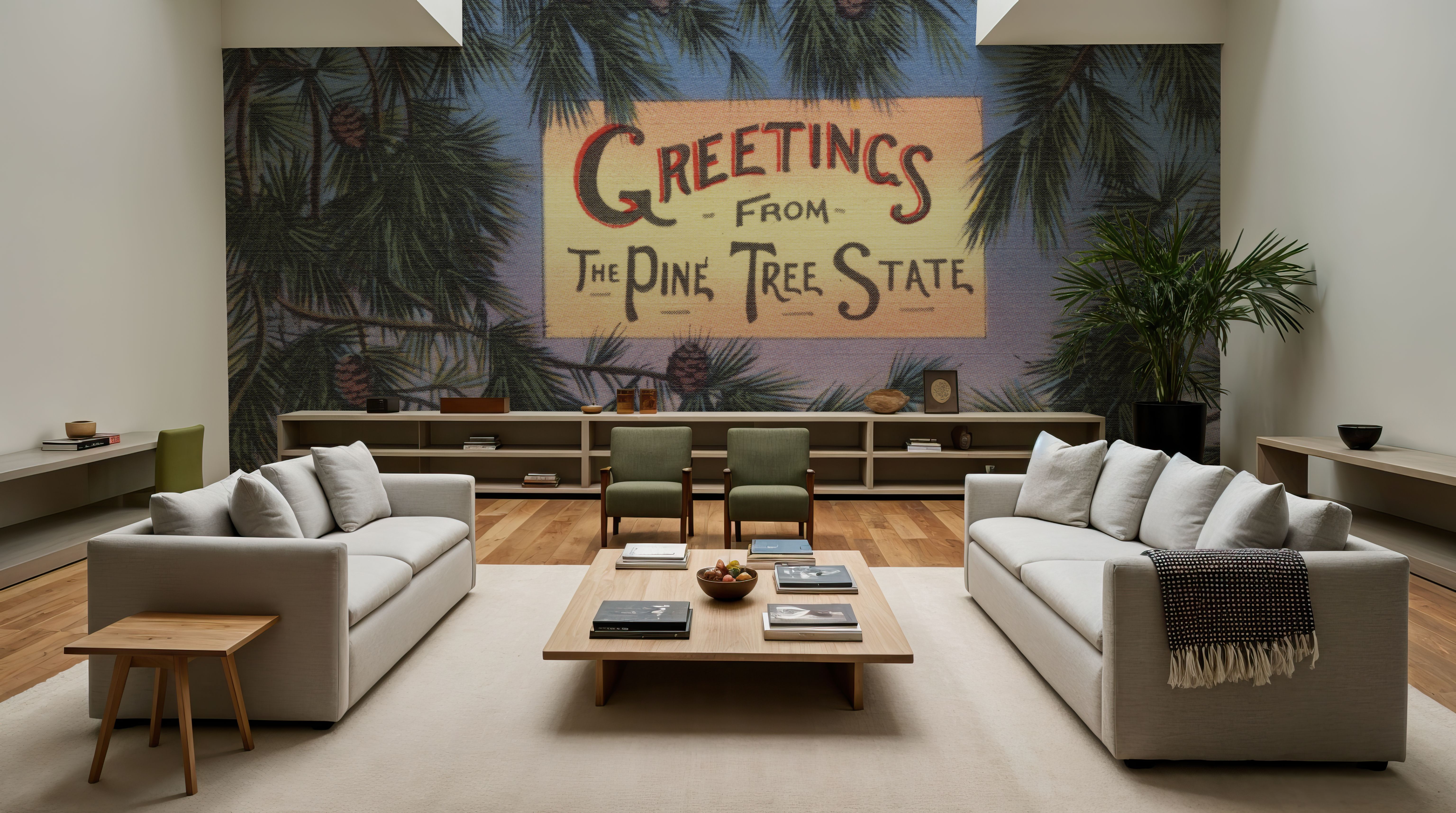 Greetings from Pine Tree State - Screenprint Postcard