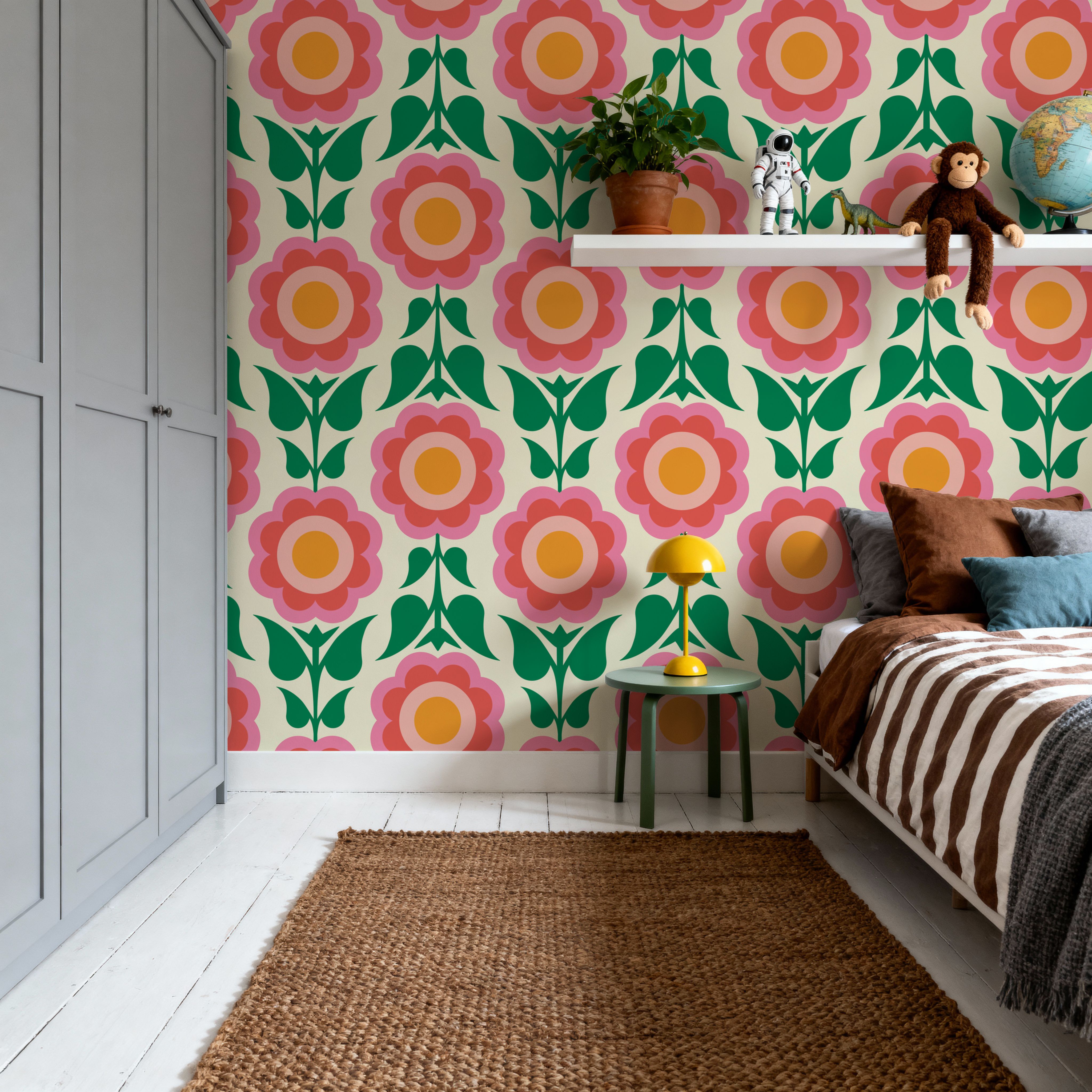 Retro Bold Blooms, Pink