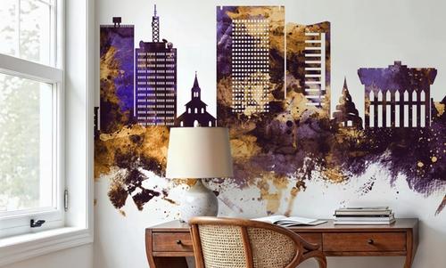 Yaoundé Cameroon Skyline Purple & Gold