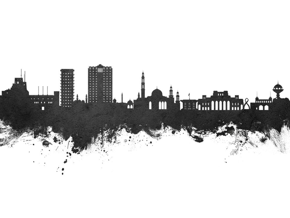 Muscat Oman Skyline Black & White