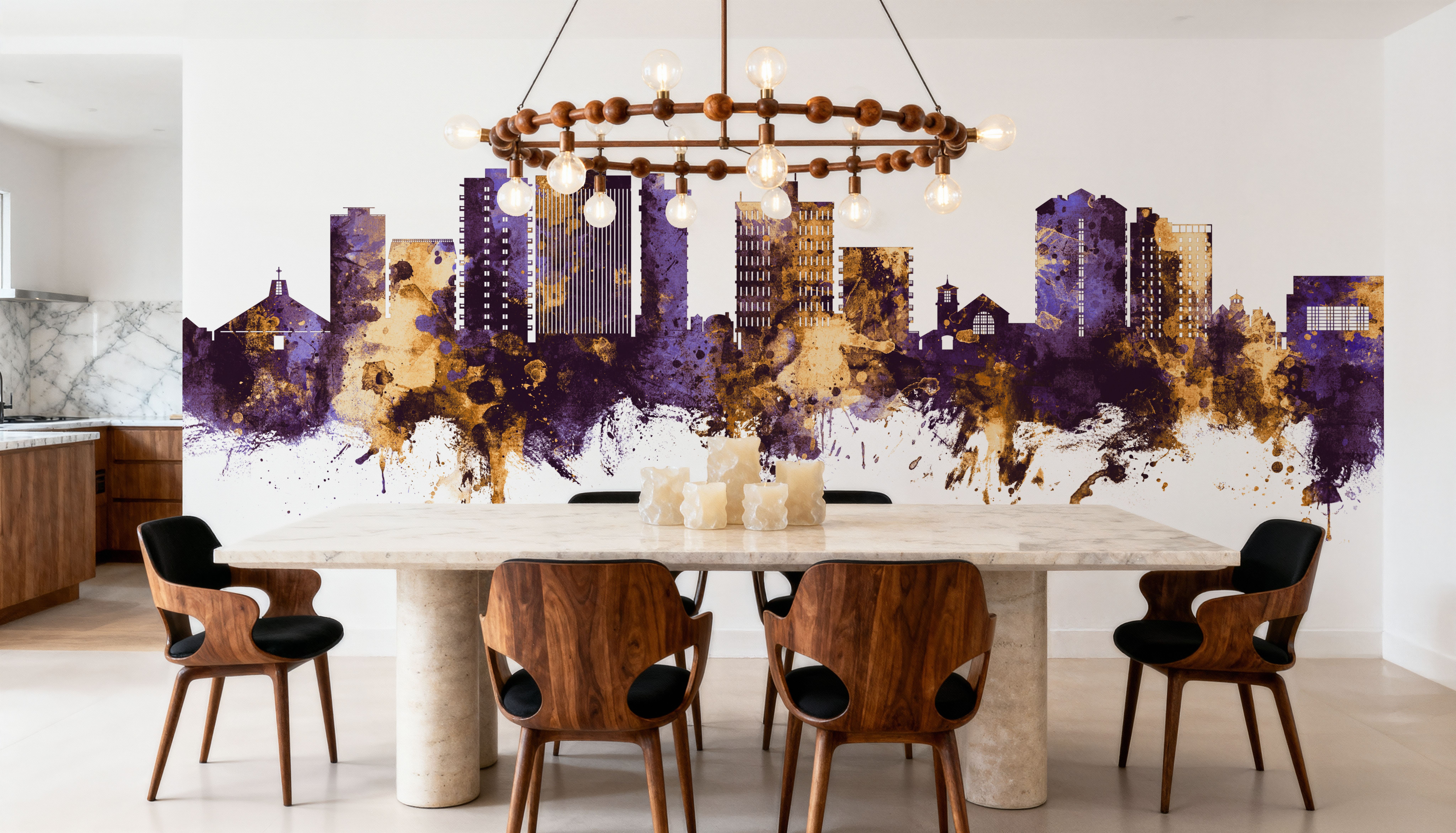 San Mateo California Skyline Purple & Gold, Wallpaper
