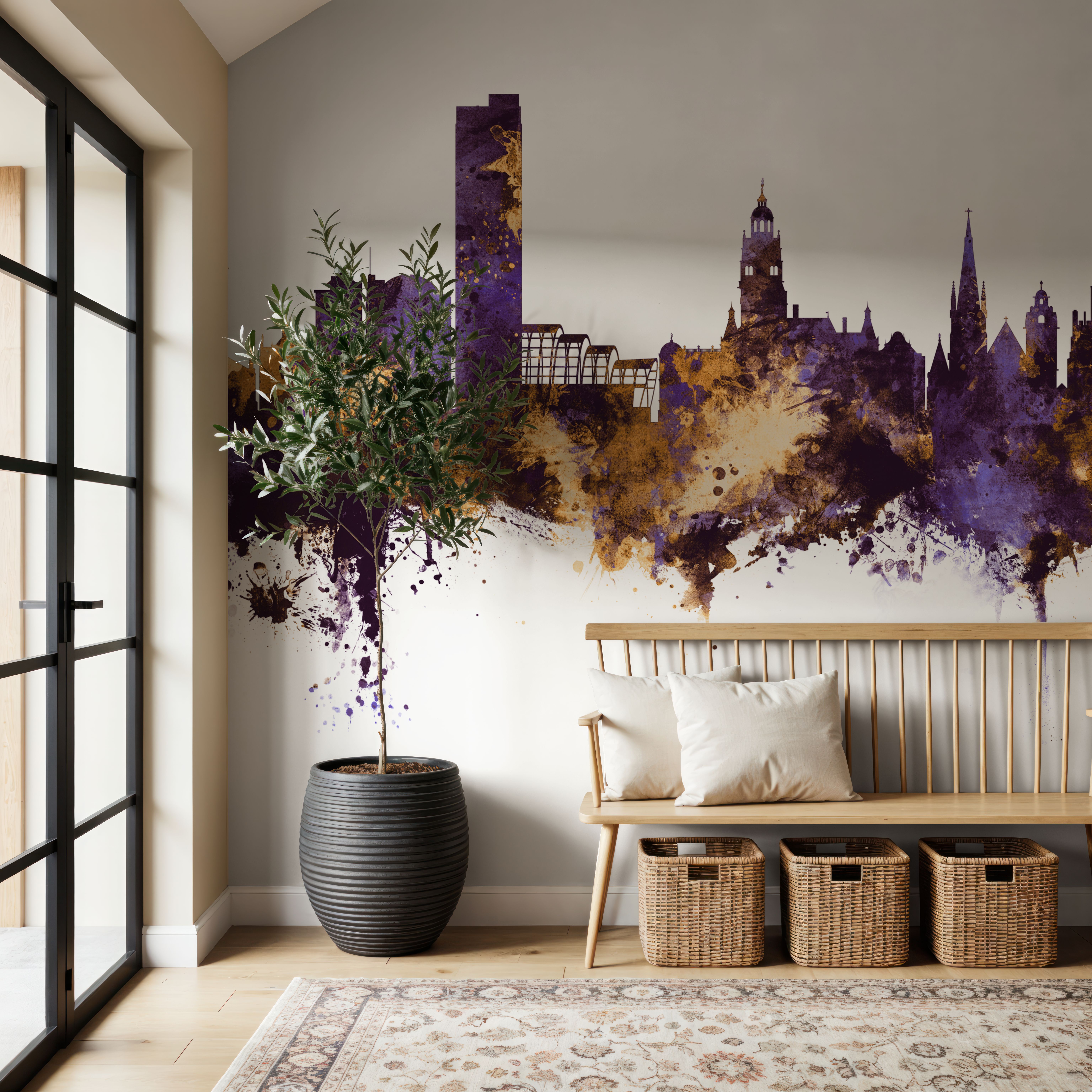 Sheffield England Skyline Purple & Gold