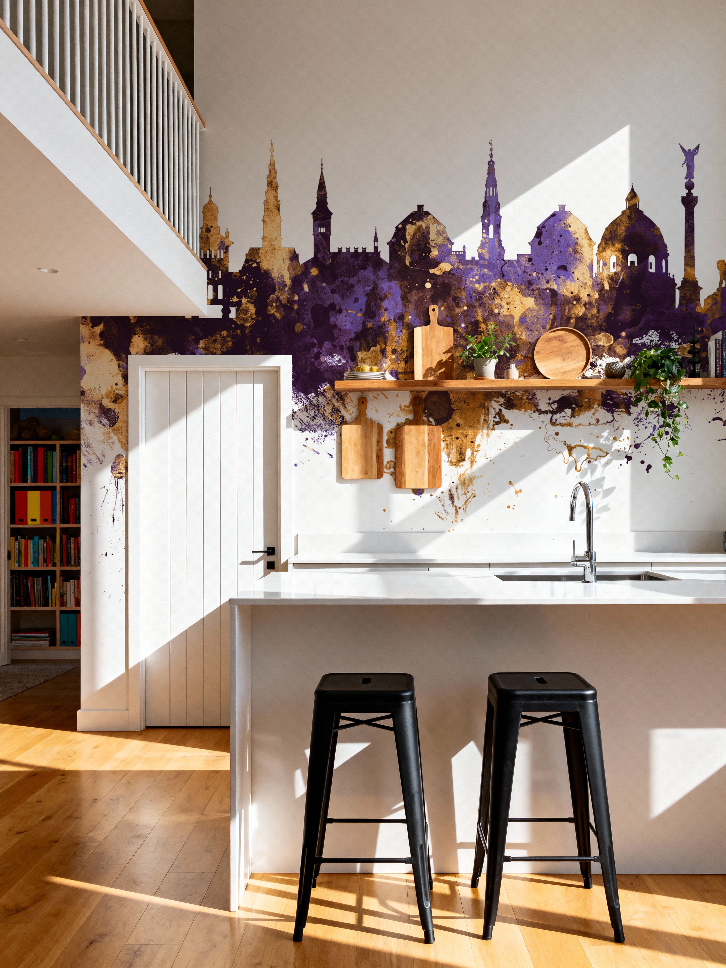 Copenhagen Skyline Purple & Gold