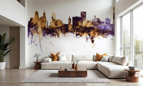 Buffalo New York Skyline Purple & Gold