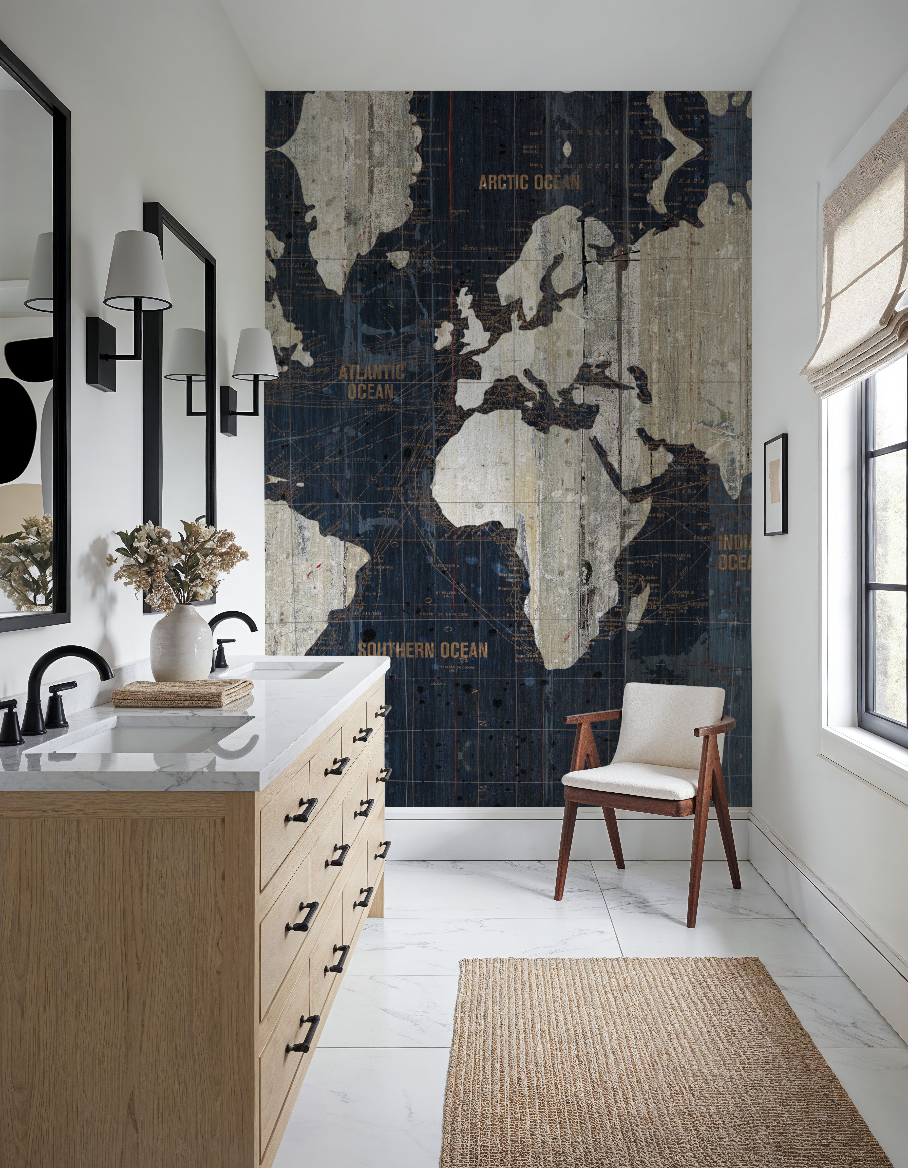 Old World Map Blue