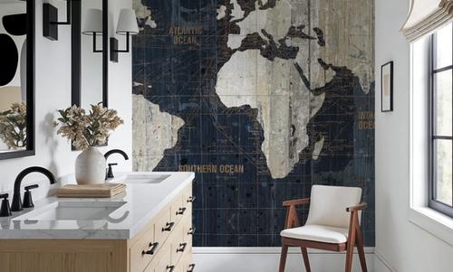 Old World Map Blue