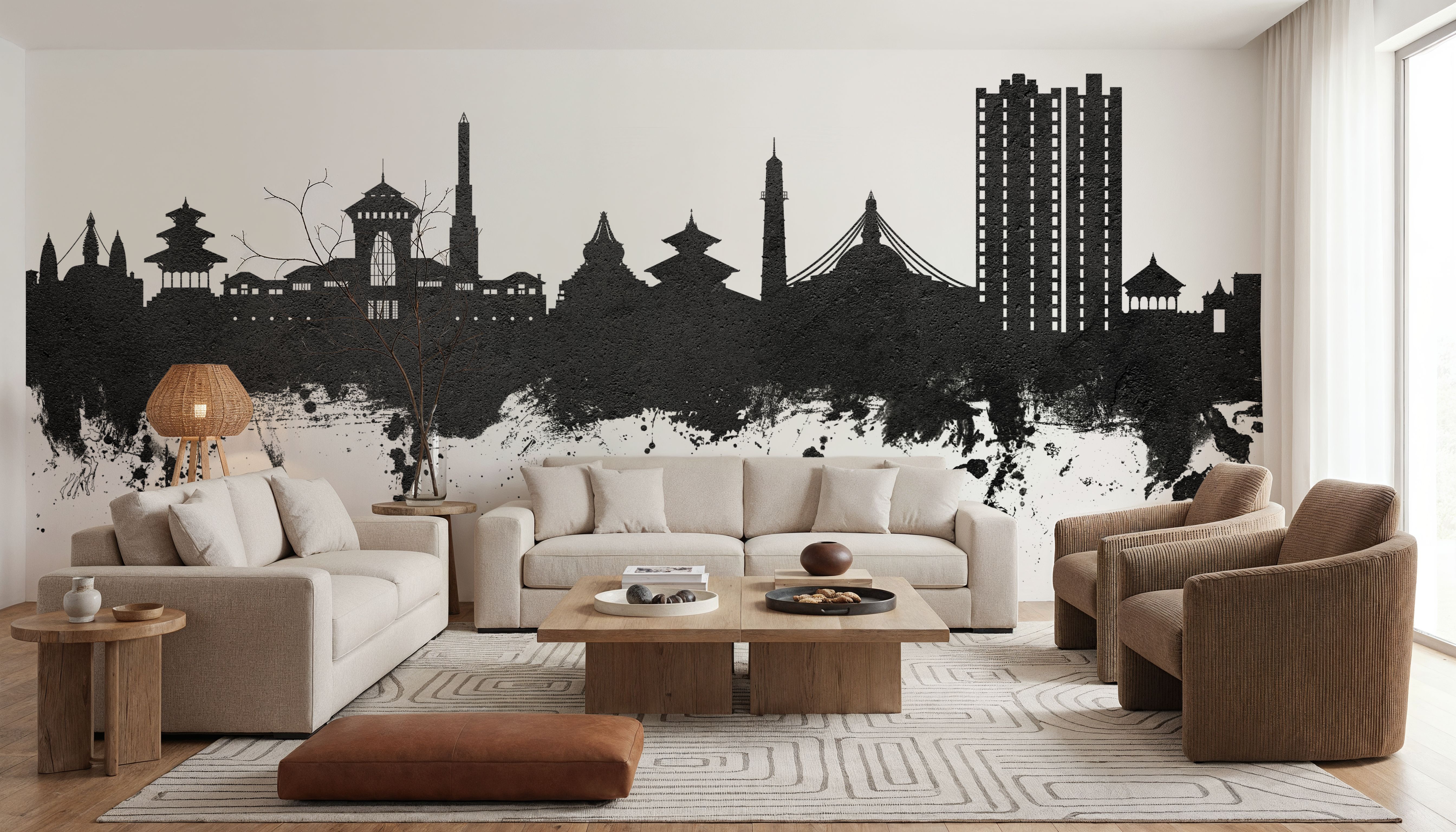 Kathmandu Nepal Skyline Black & White