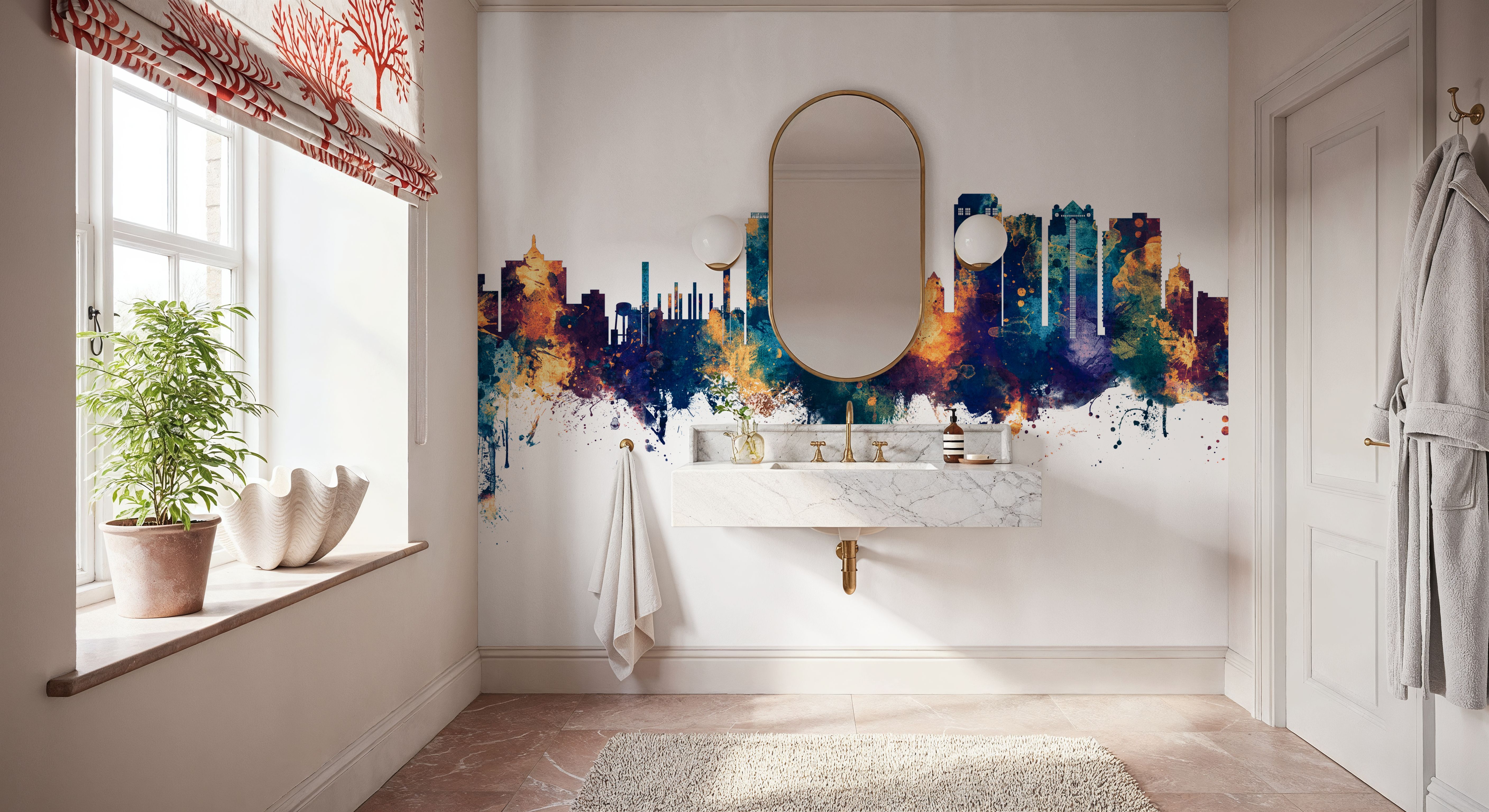 Birmingham Alabama Skyline Blue & Bronze, Wallpaper