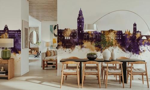 Murcia Spain Skyline Purple & Gold