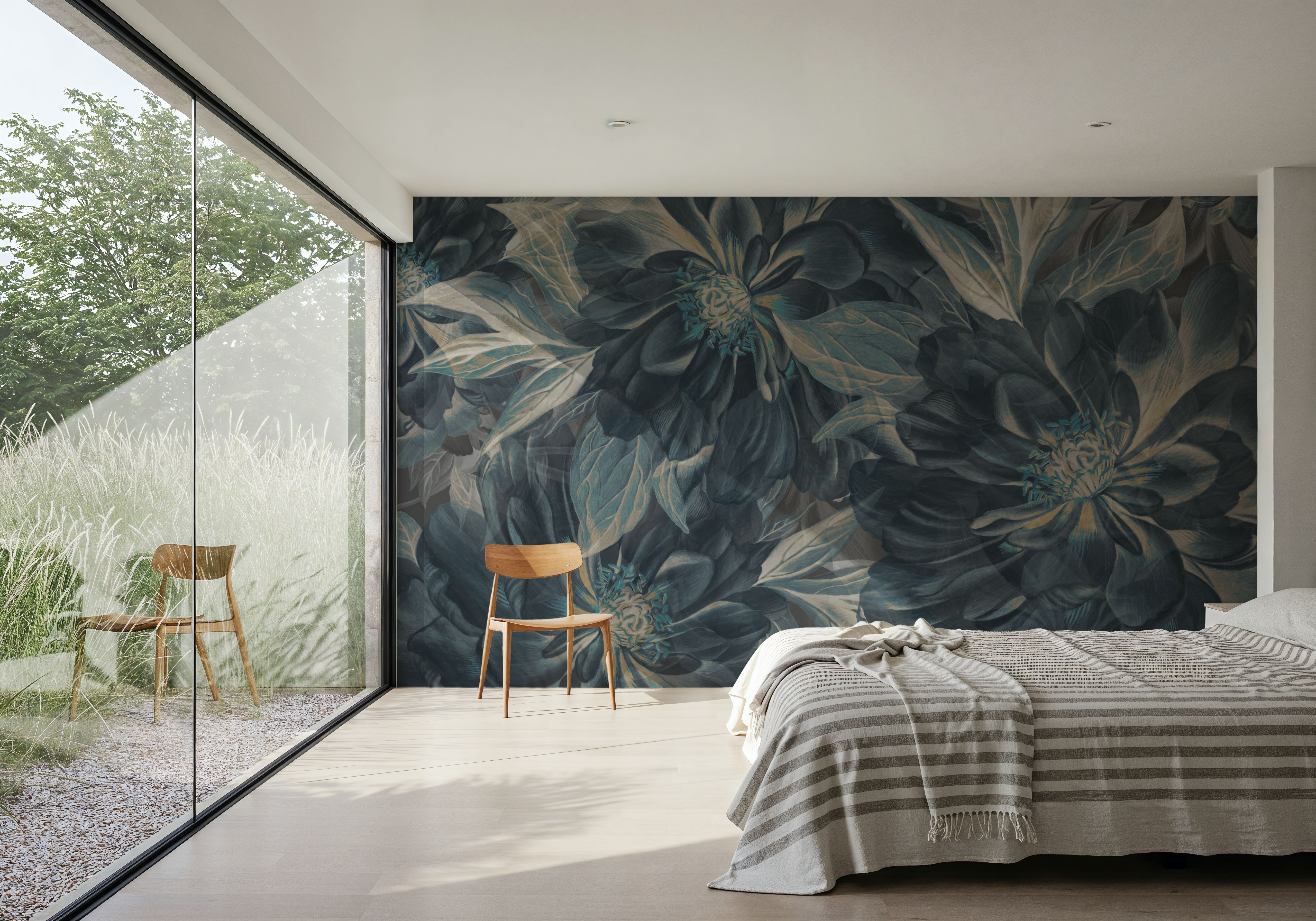 Peony Study - Midnight Teal