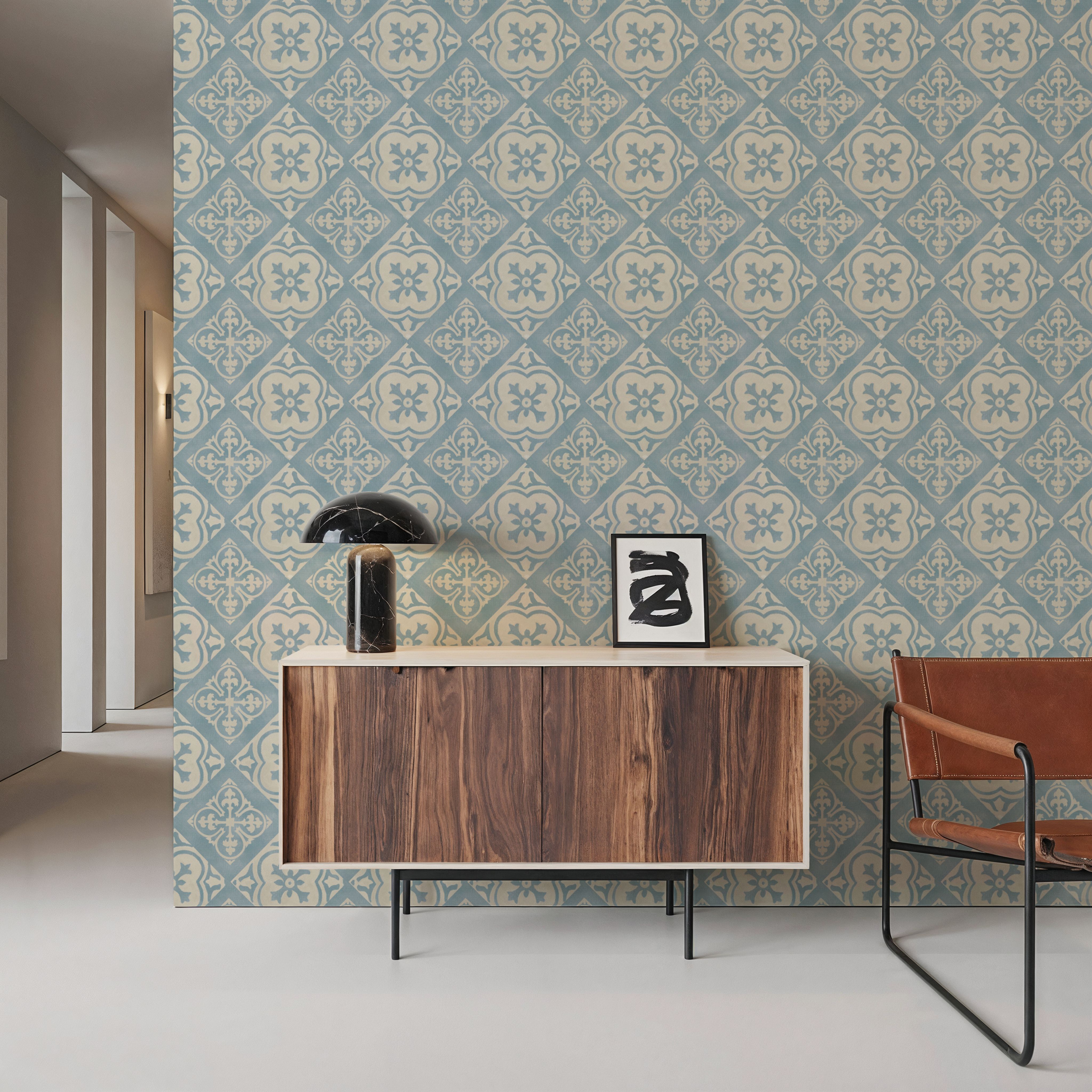 Tile It Up Blue, Wallpaper