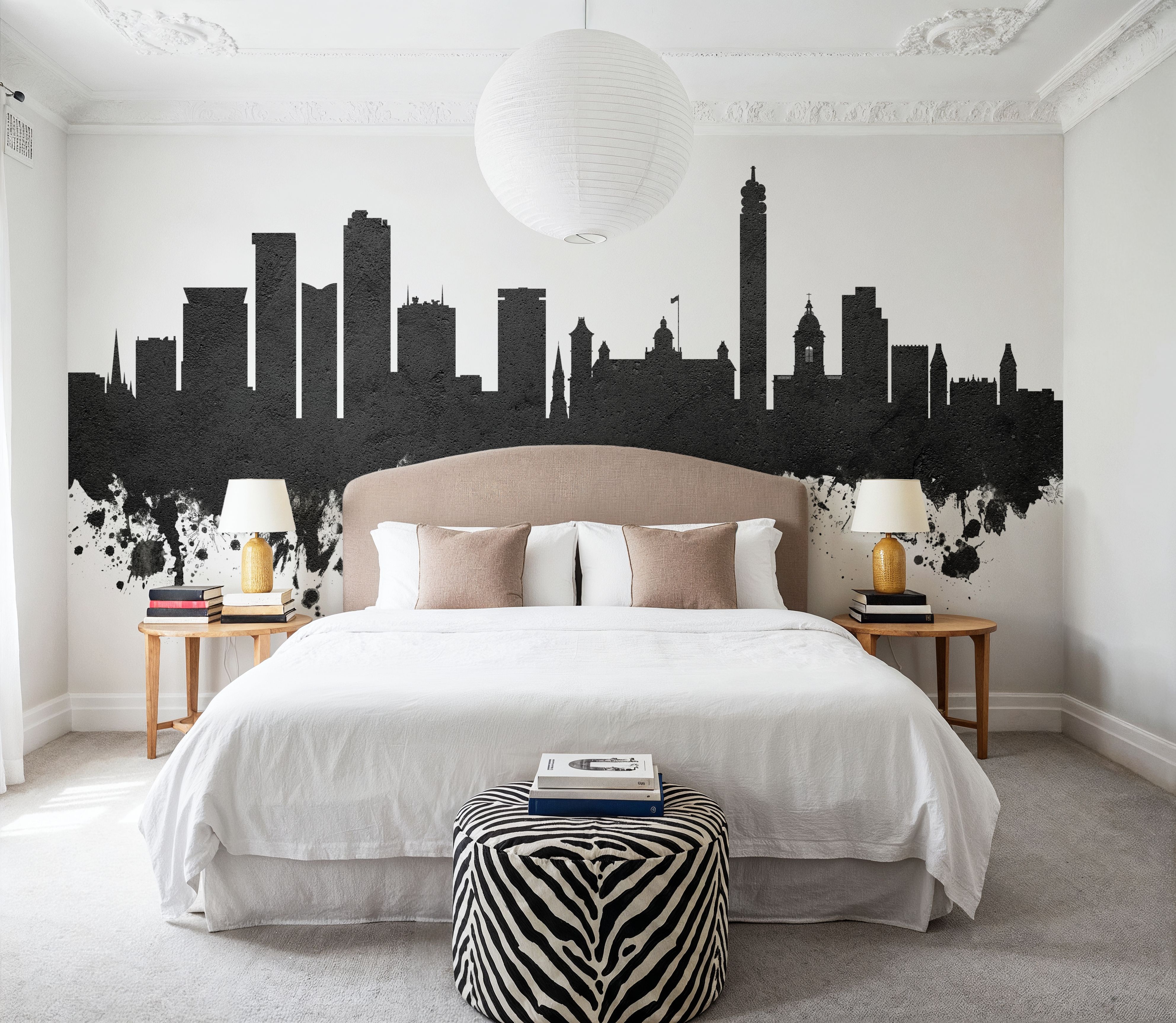 Birmingham England Skyline Black & White