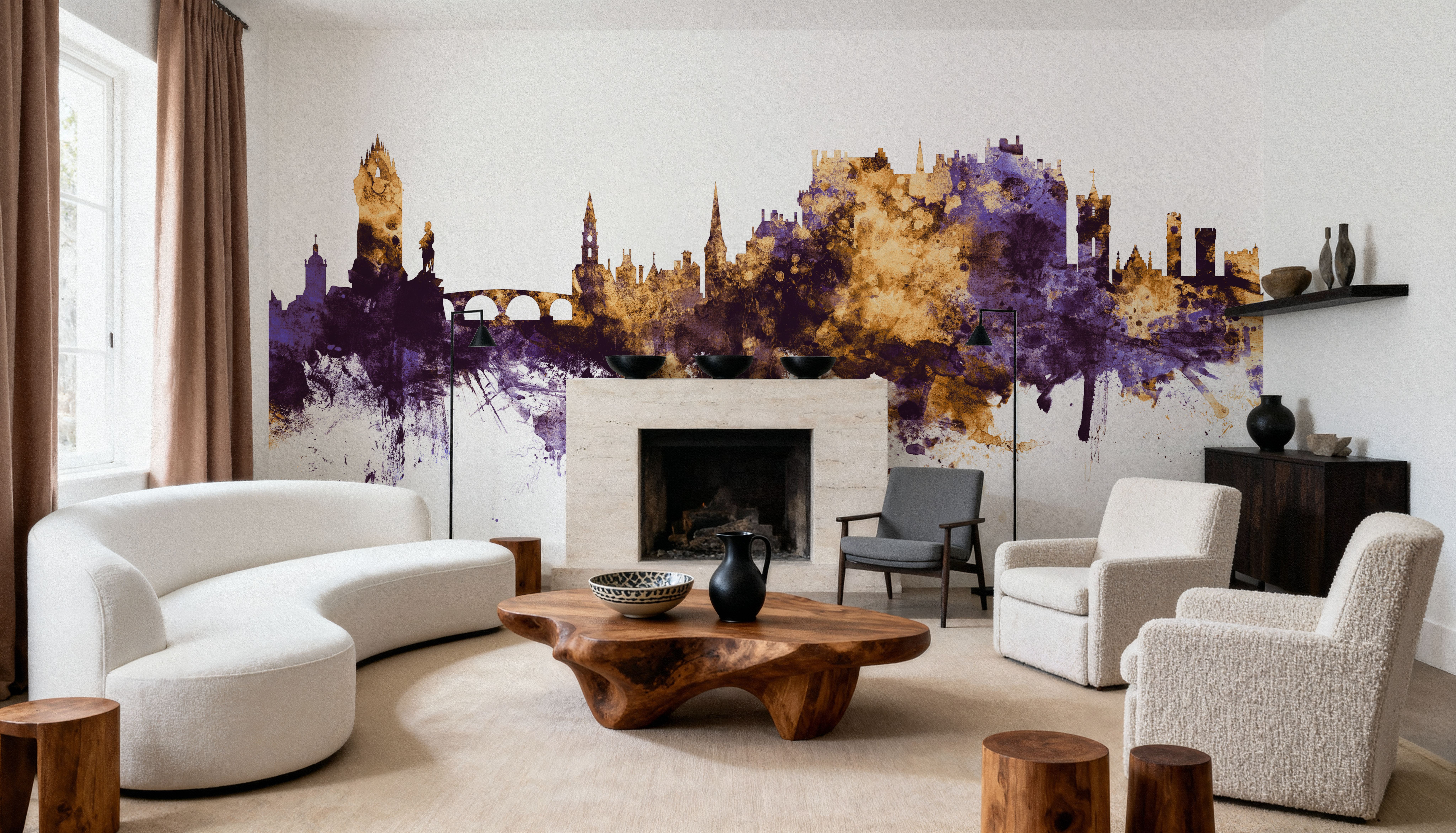 Stirling Scotland Skyline Purple & Gold