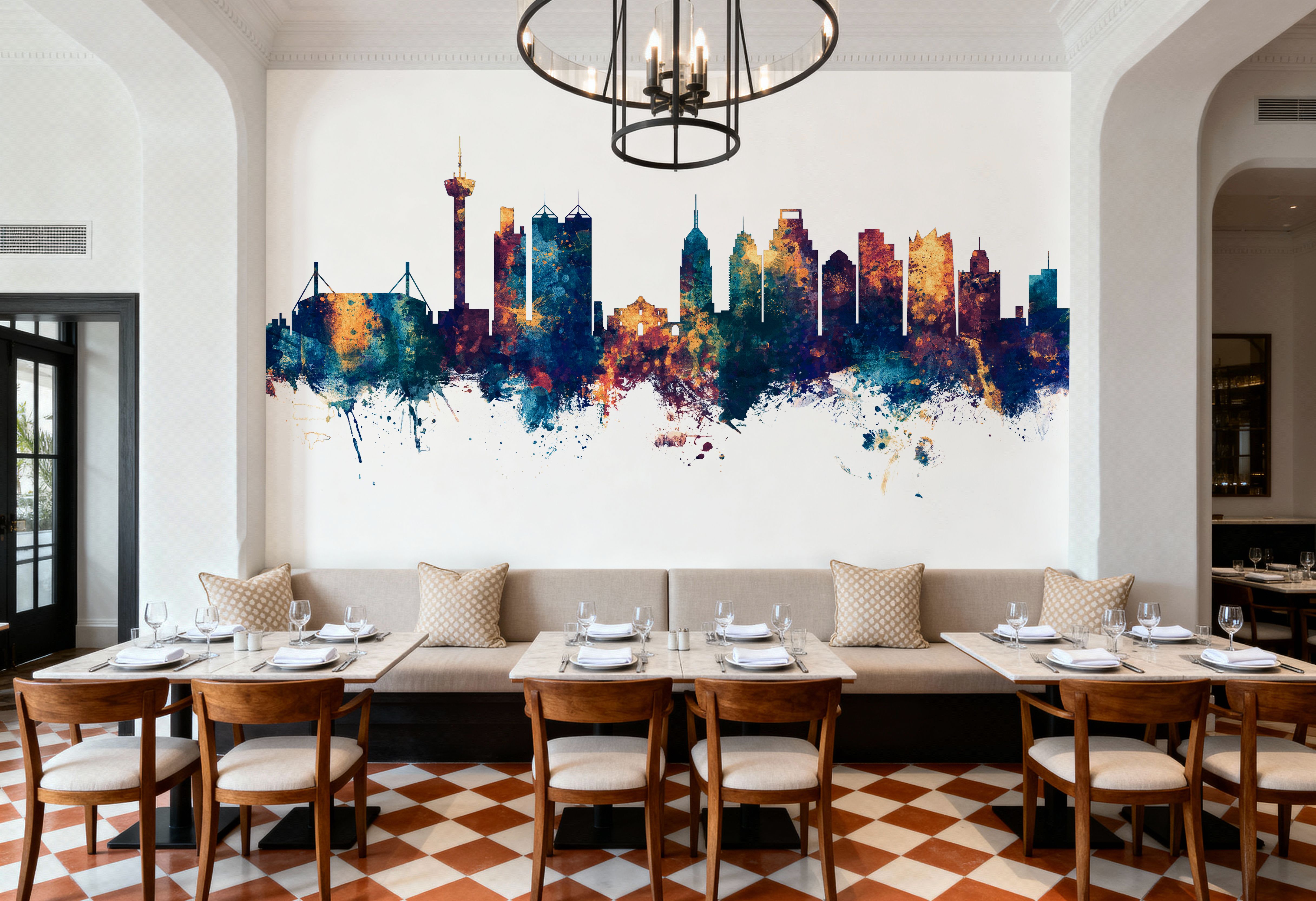 San Antonio Texas Skyline Blue & Bronze