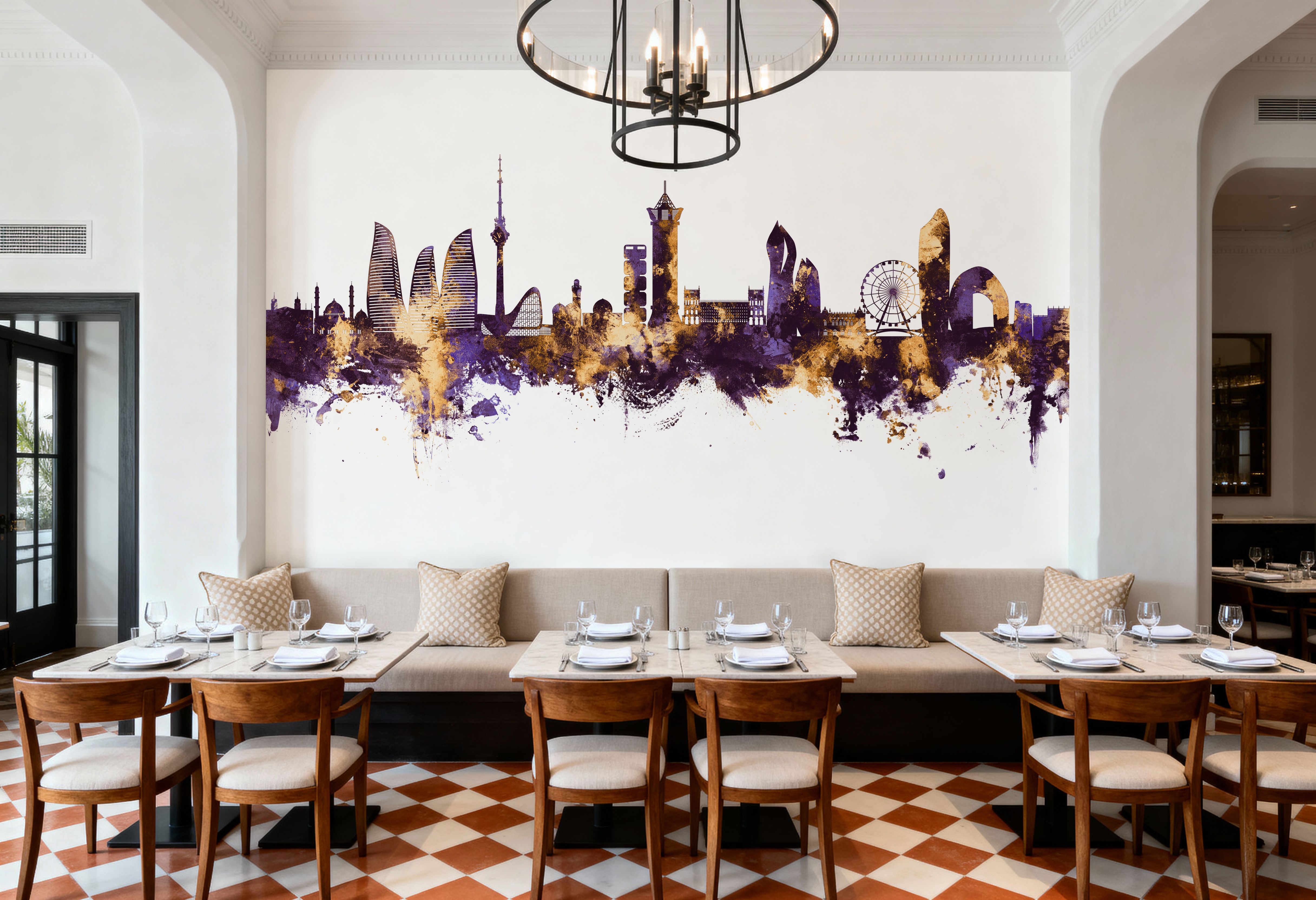 Baku Skyline Purple & Gold